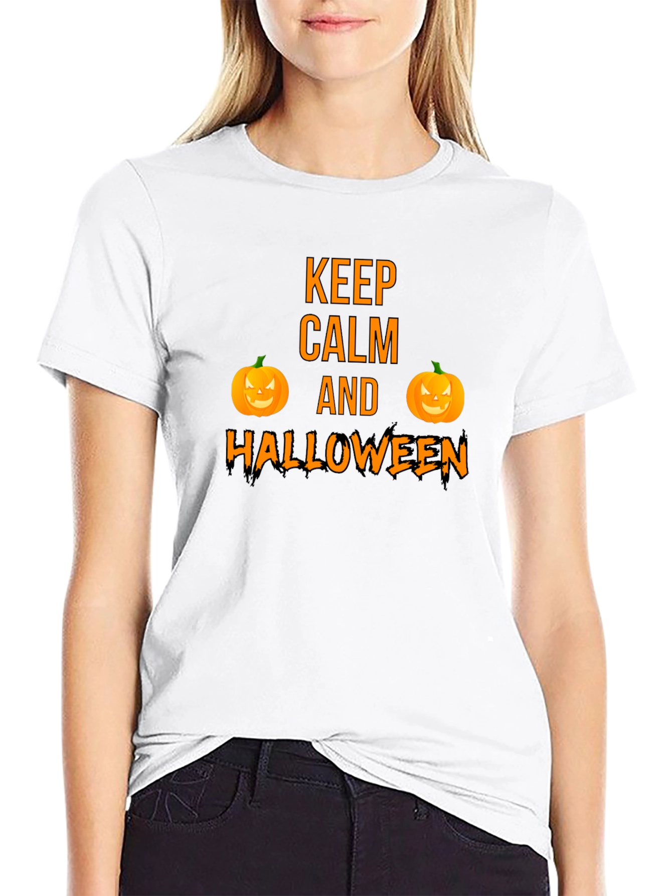 Keep Calm Halloween T-Shirt Funny Pumpkin Graphic Tee