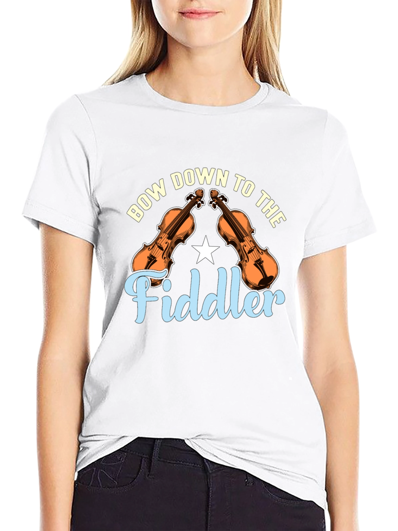 Bow Down to the Fiddler Black T-Shirt
