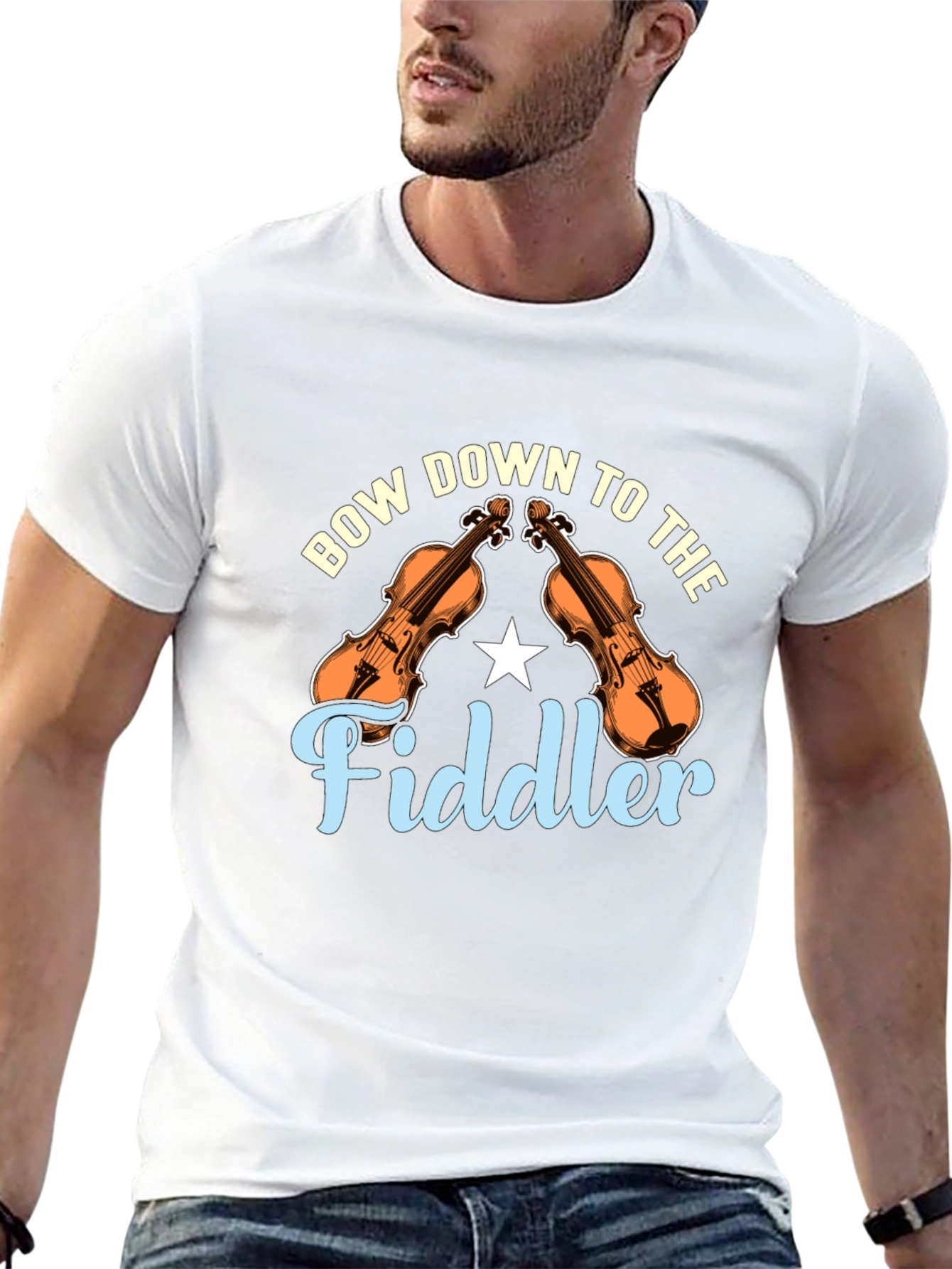 Bow Down to the Fiddler Black T-Shirt