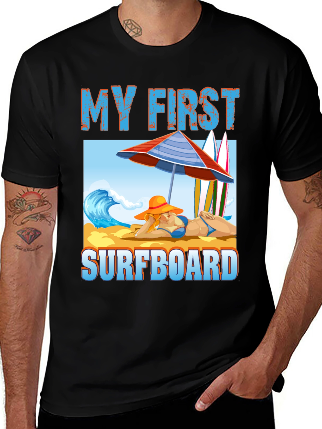My First Surfboard Graphic Tee - Summer Beach Vibes