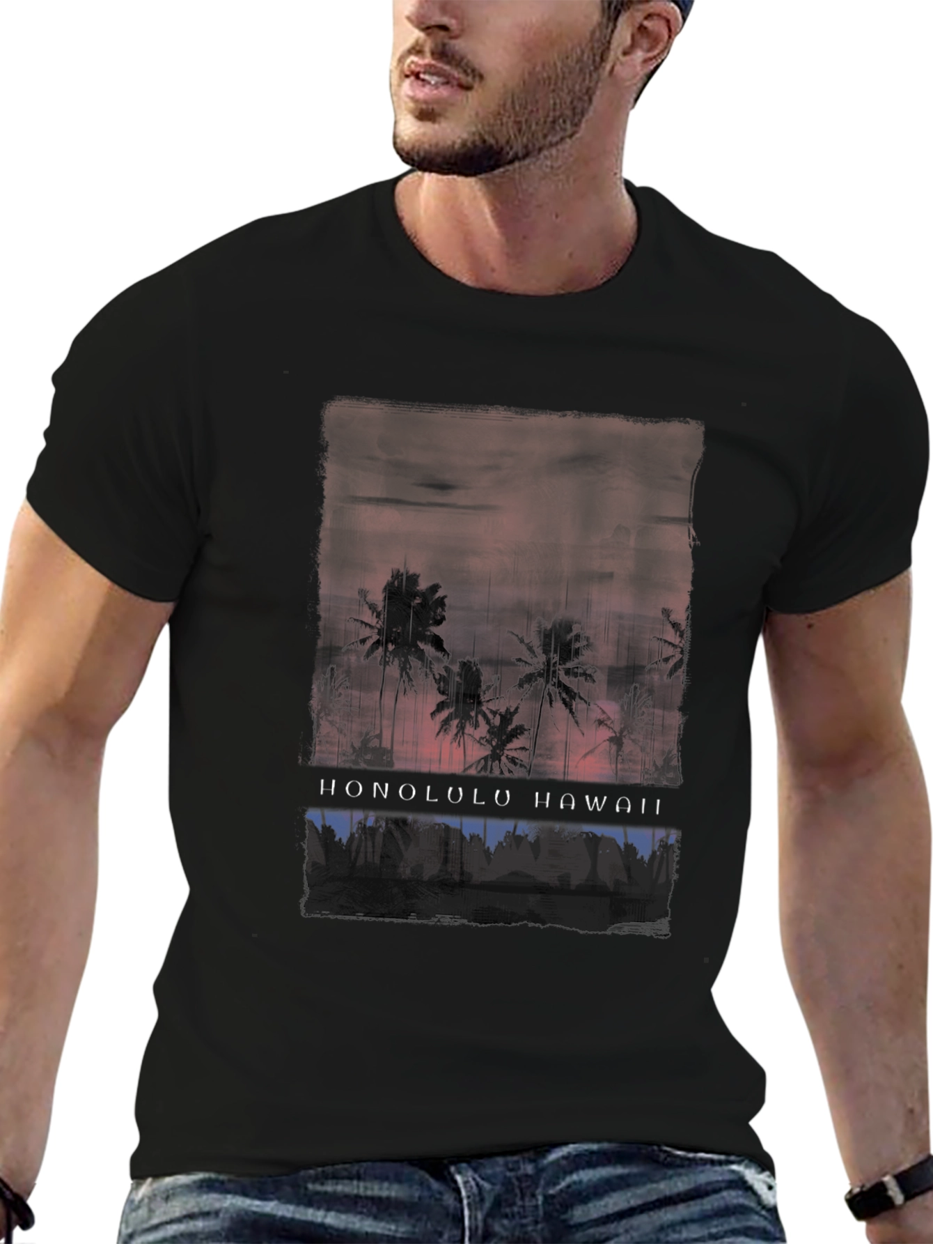 Honolulu Hawaii Palm Tree Graphic T-Shirt