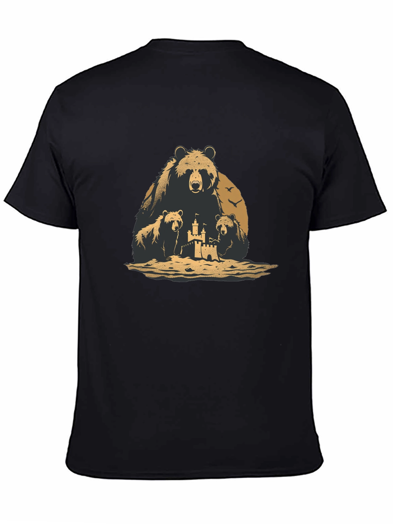 Bear Family Sandcastle Black T-Shirt