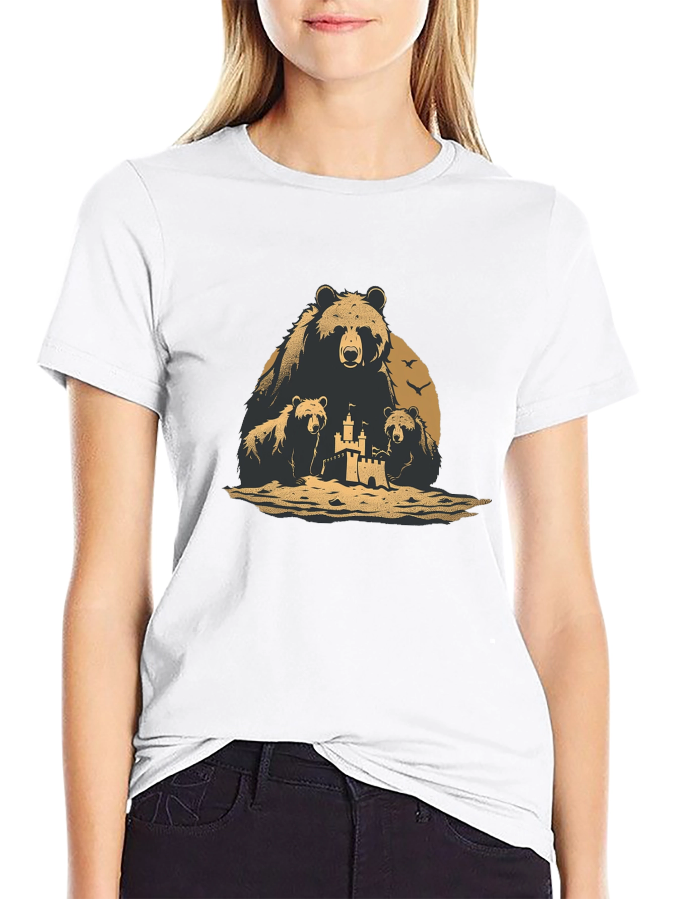 Bear Family Sandcastle Black T-Shirt