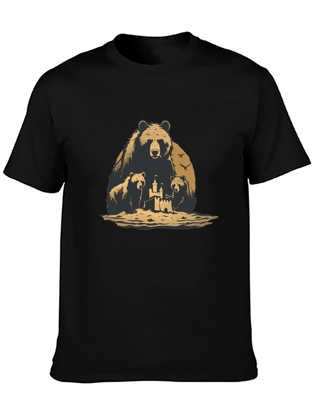 Bear Family Sandcastle Black T-Shirt