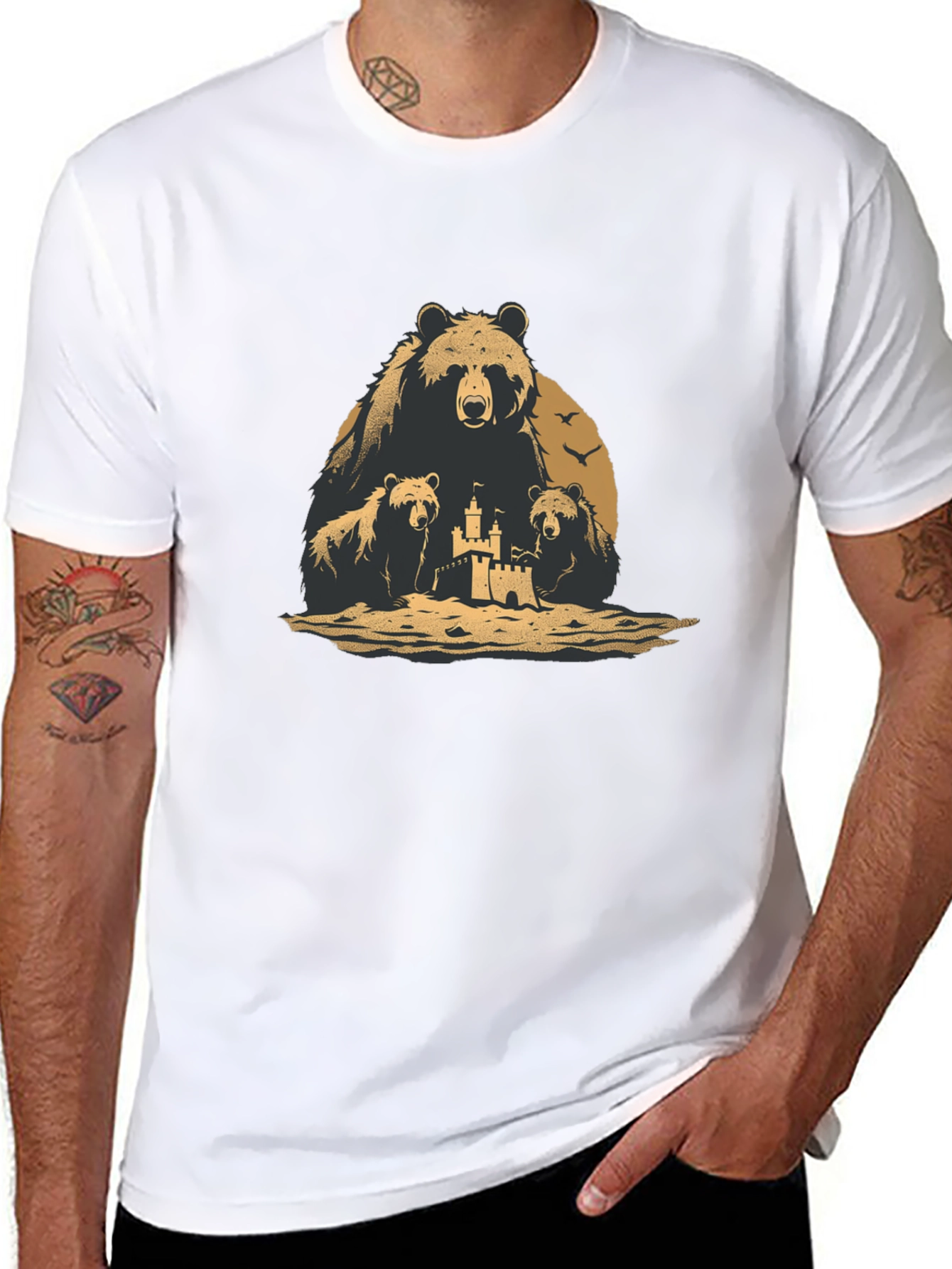 Bear Family Sandcastle Black T-Shirt