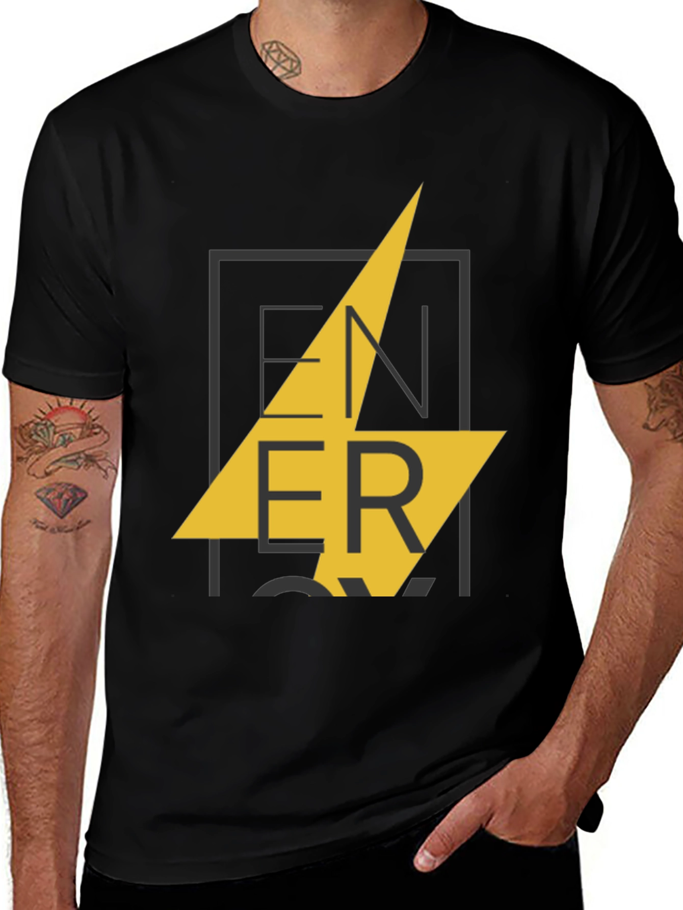 Mens Black ENERGY Graphic Print T-Shirt