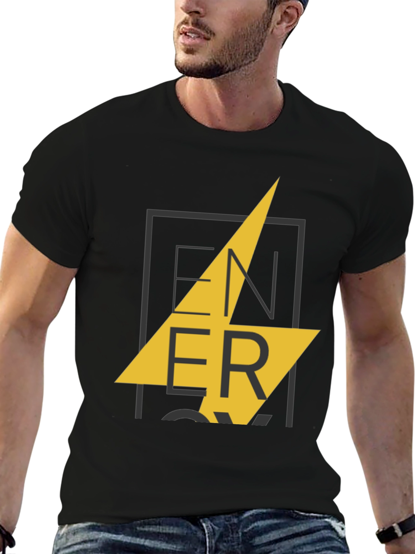 Mens Black ENERGY Graphic Print T-Shirt