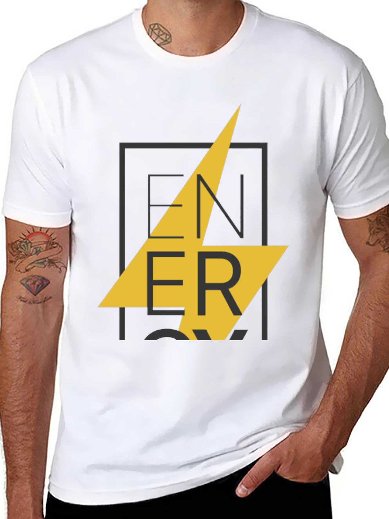 Mens Black ENERGY Graphic Print T-Shirt