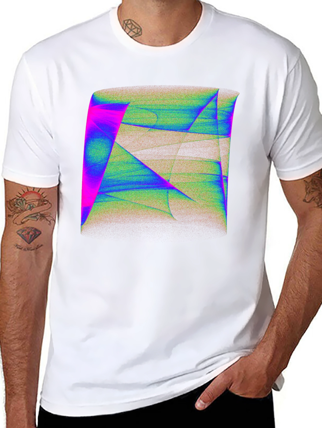 Abstract Geometric Art Mens Black T-Shirt