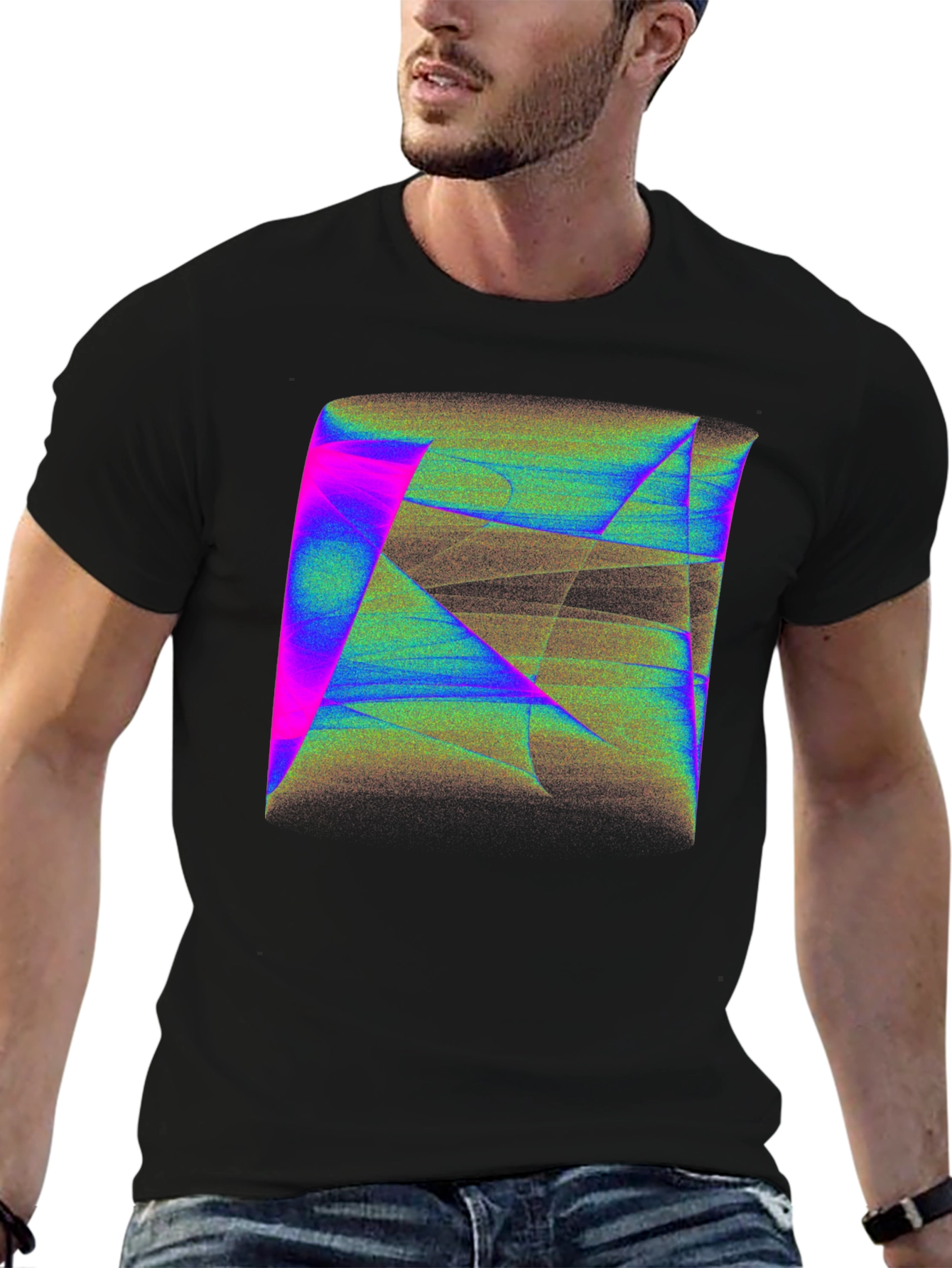 Abstract Geometric Art Mens Black T-Shirt
