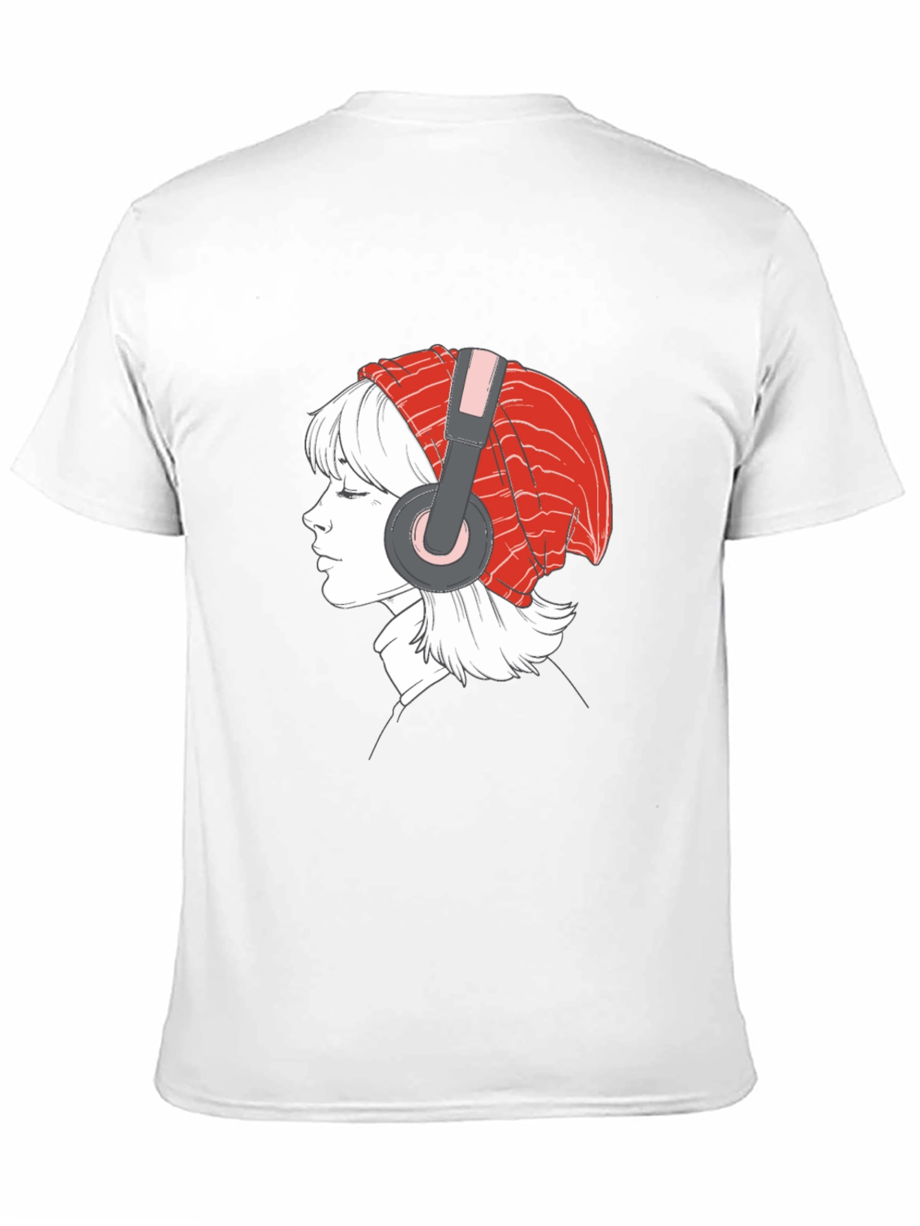 Headphone Girl Graphic T-Shirt - Casual Black Tee