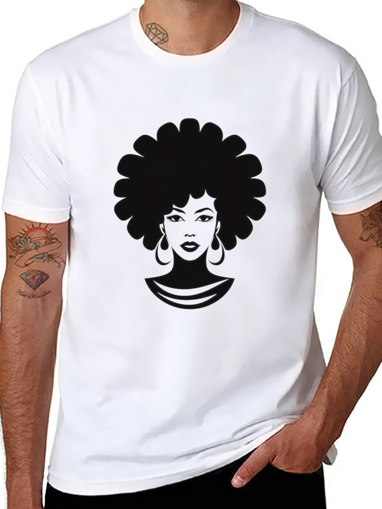 Afro Woman Graphic Black T-Shirt