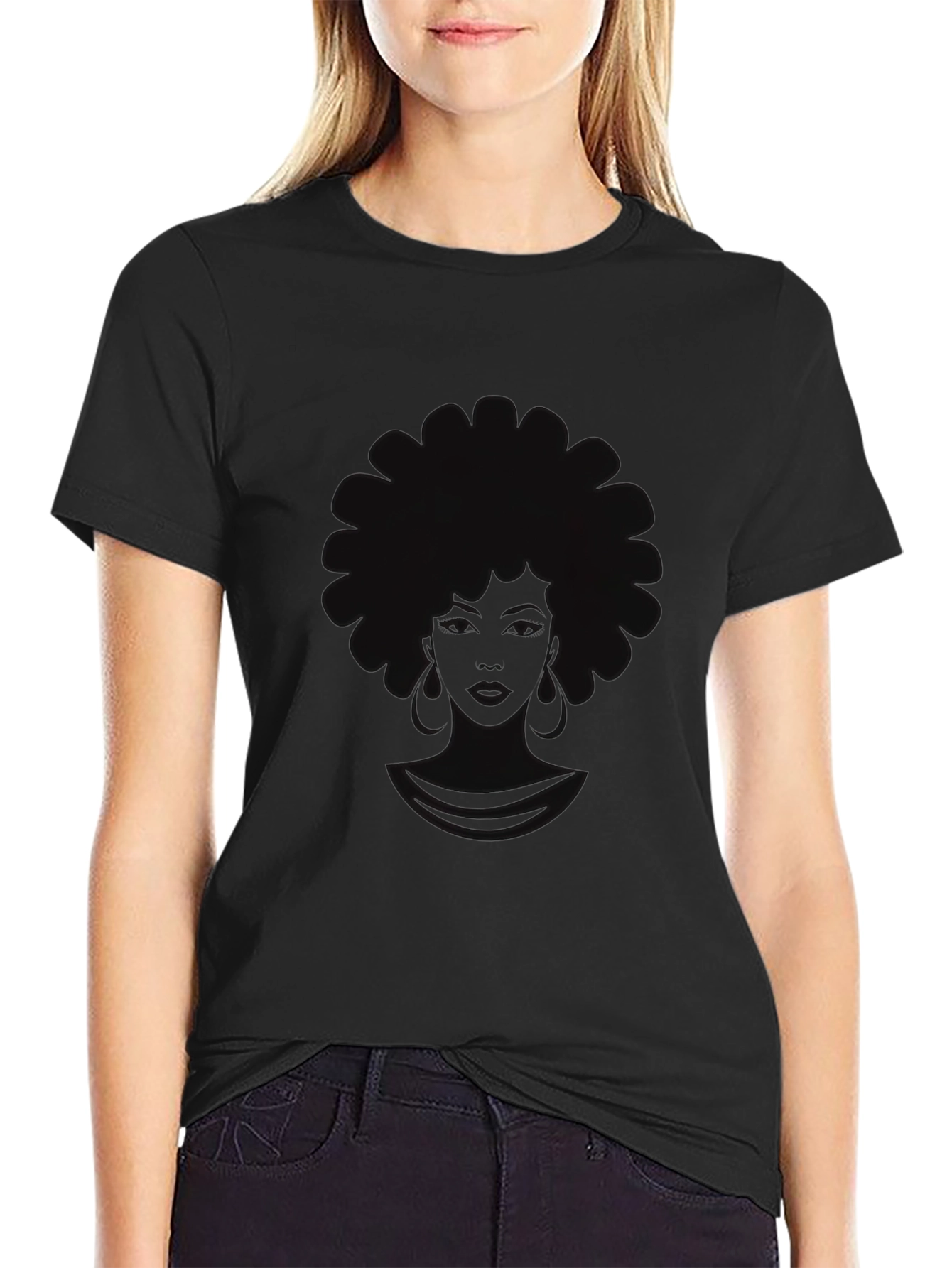 Afro Woman Graphic Black T-Shirt
