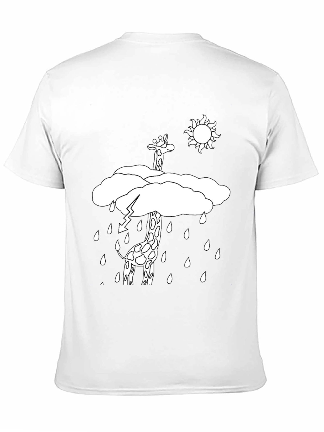 Giraffe Rain Cloud Graphic T-Shirt - Black