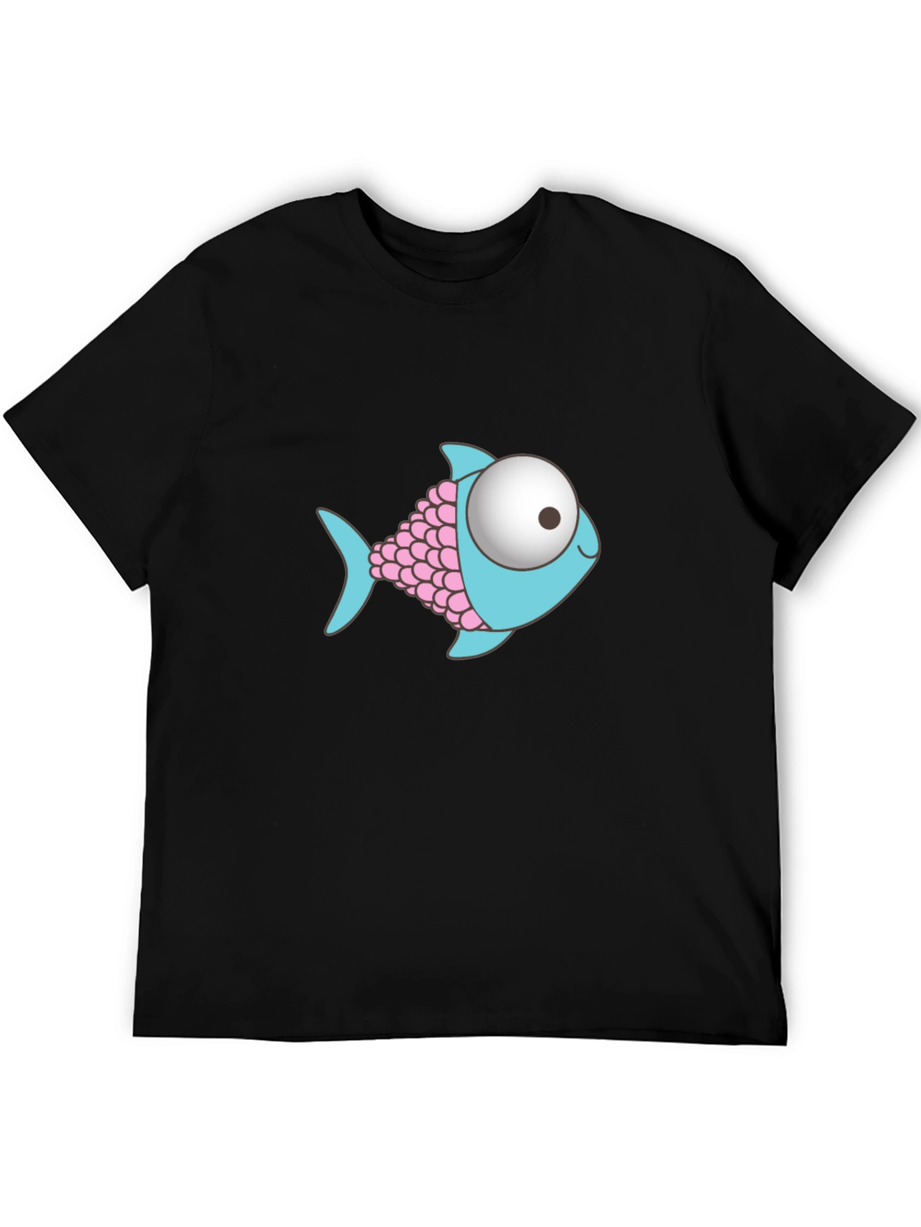 Cartoon Fish Graphic Black T-Shirt