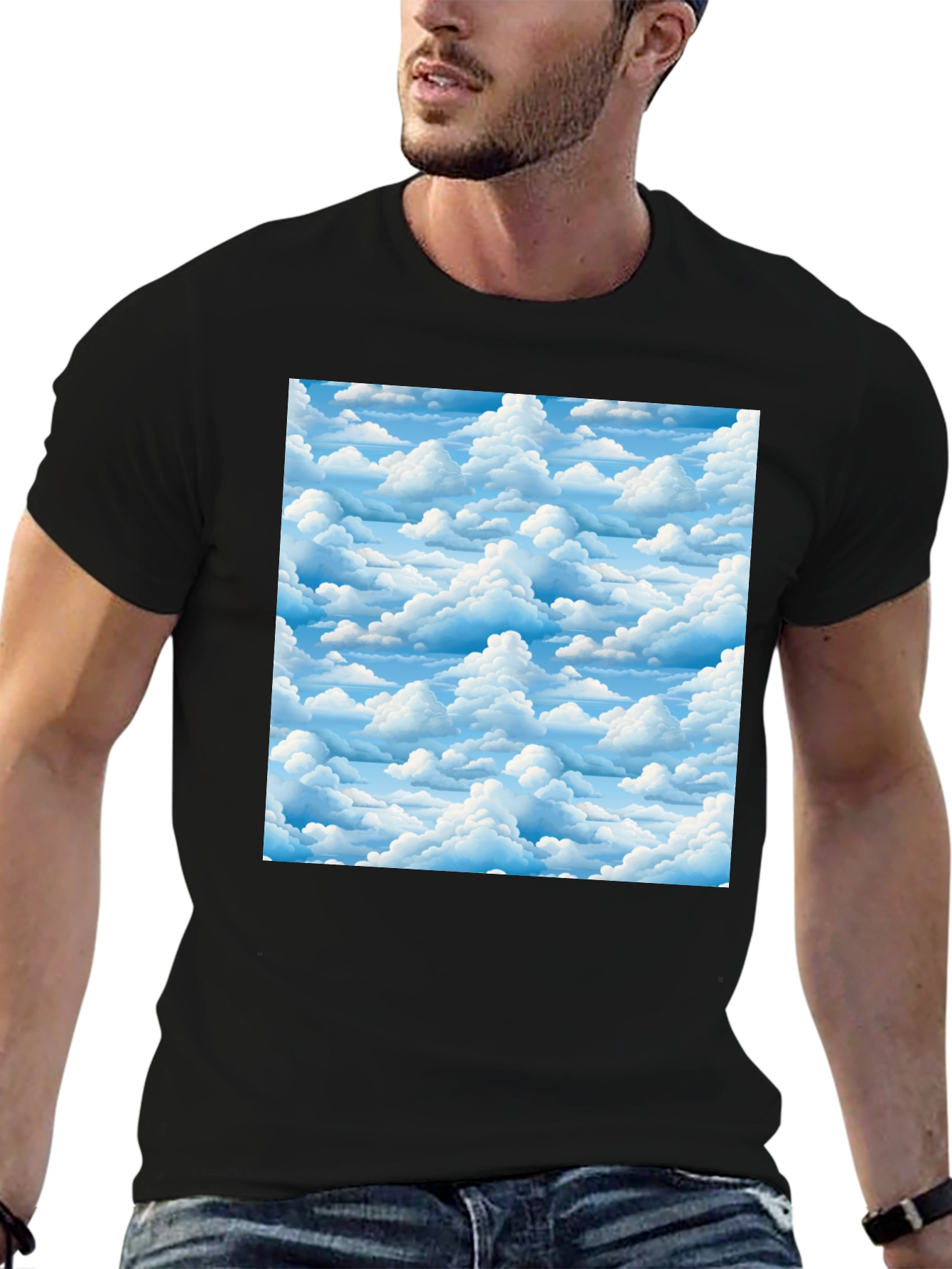 Cloudscape Print Black T-Shirt