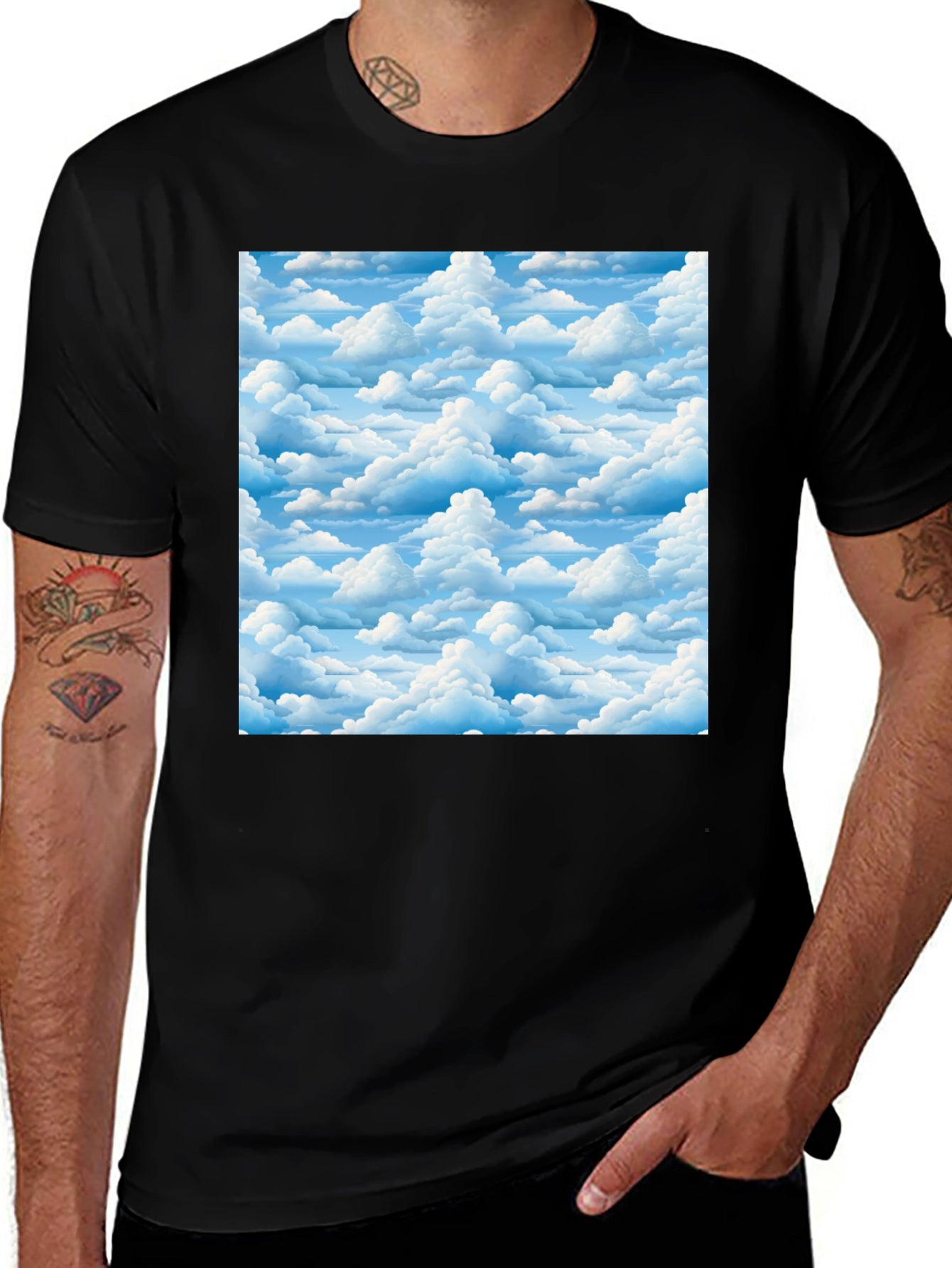 Cloudscape Print Black T-Shirt