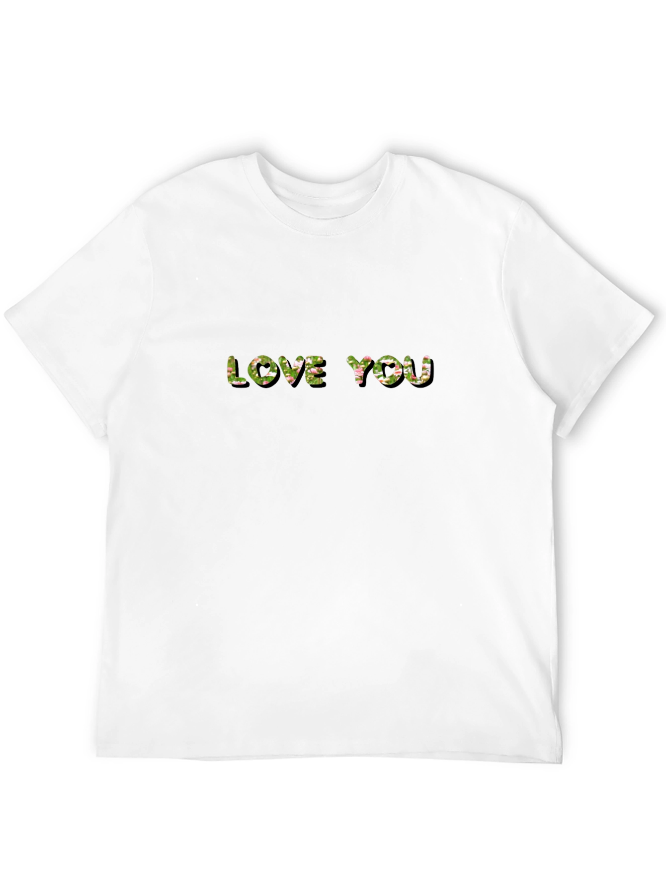 Love You Floral Print Black T-Shirt