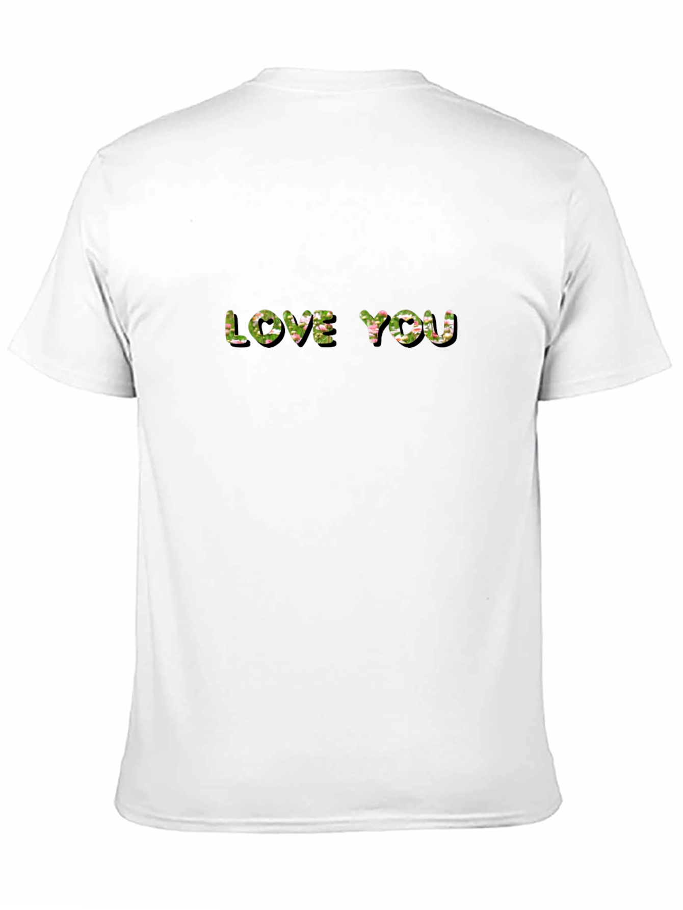 Love You Floral Print Black T-Shirt