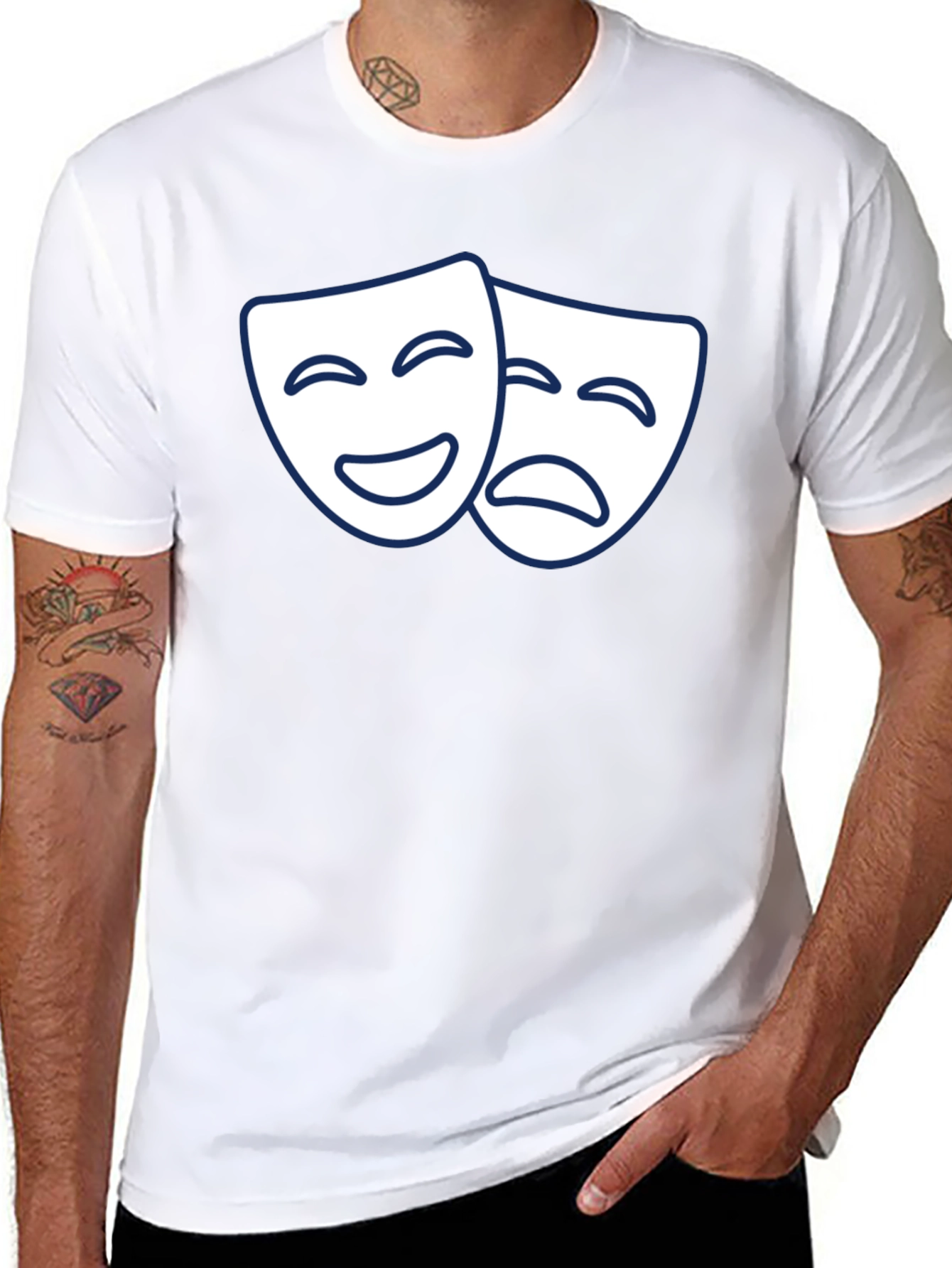 Comedy Tragedy Masks Graphic T-Shirt - Black