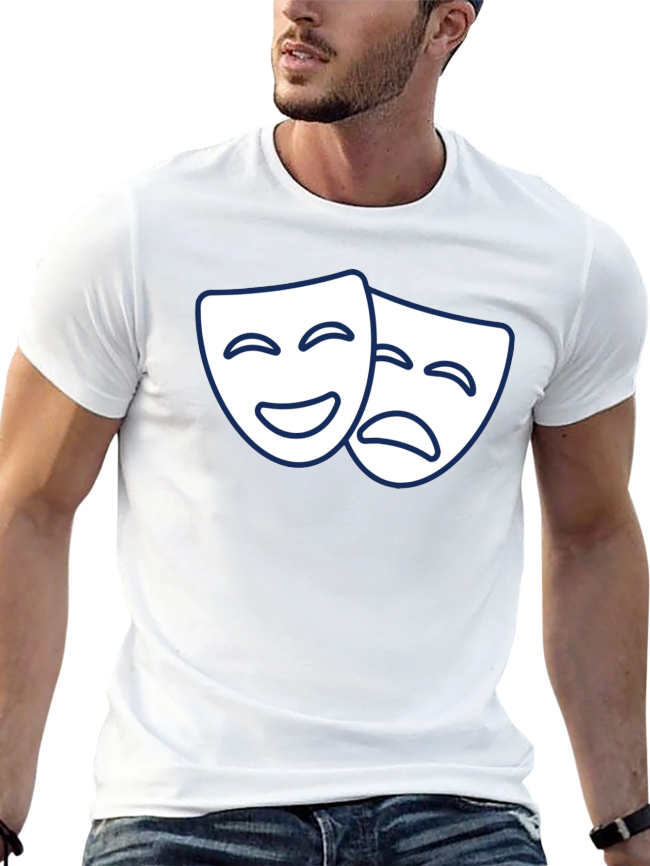Comedy Tragedy Masks Graphic T-Shirt - Black