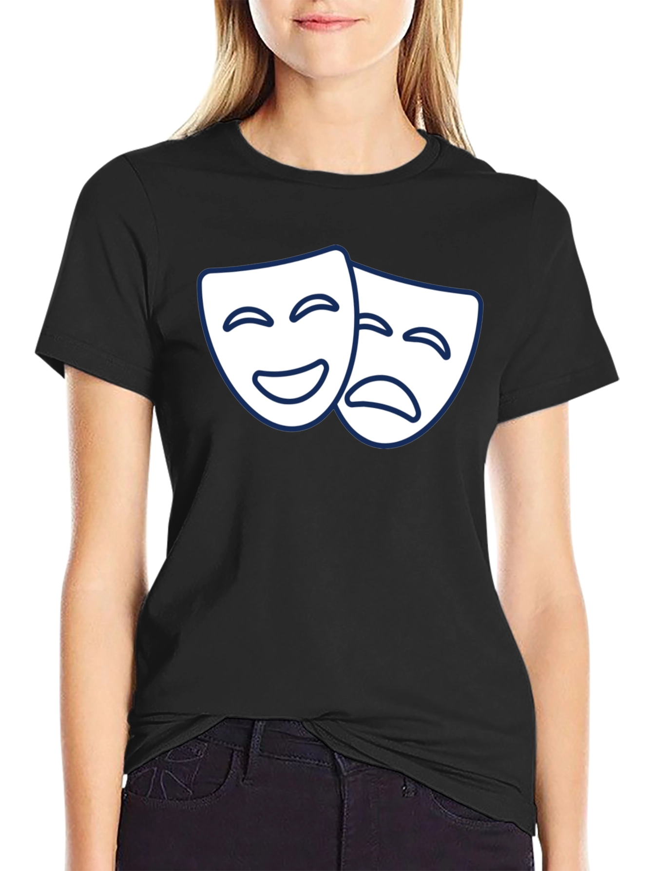 Comedy Tragedy Masks Graphic T-Shirt - Black