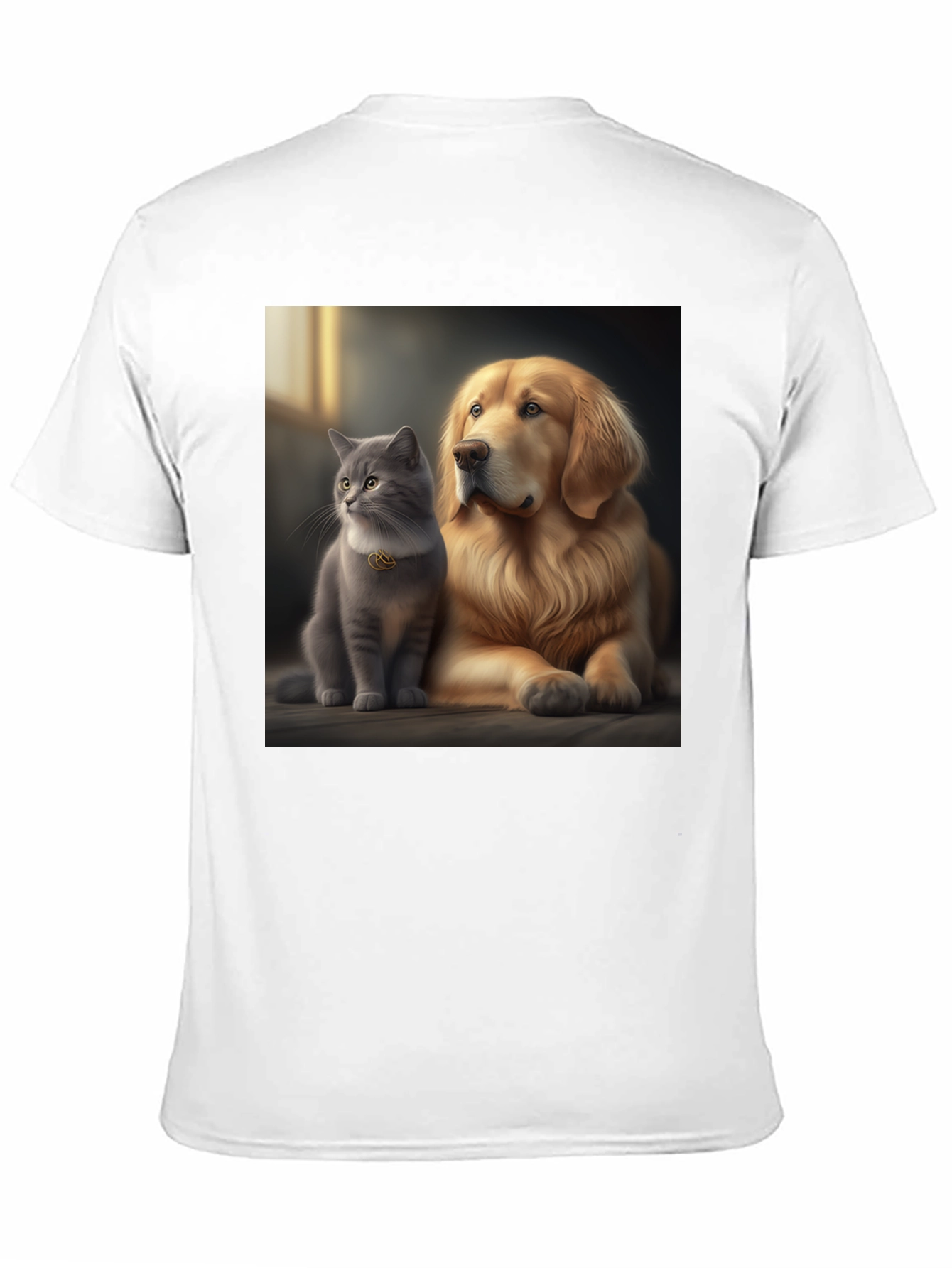 Cat and Dog Best Friends Black T-Shirt