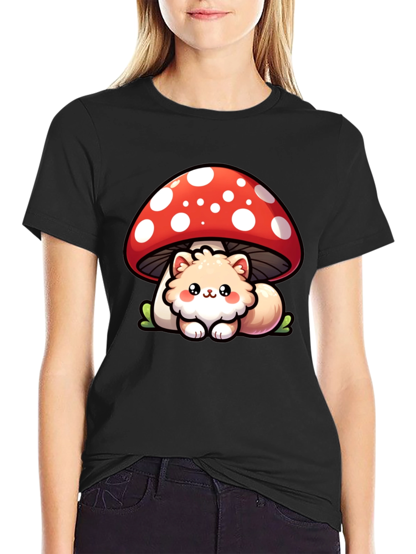 Cute Mushroom Cat T-Shirt - Fun Graphic Tee