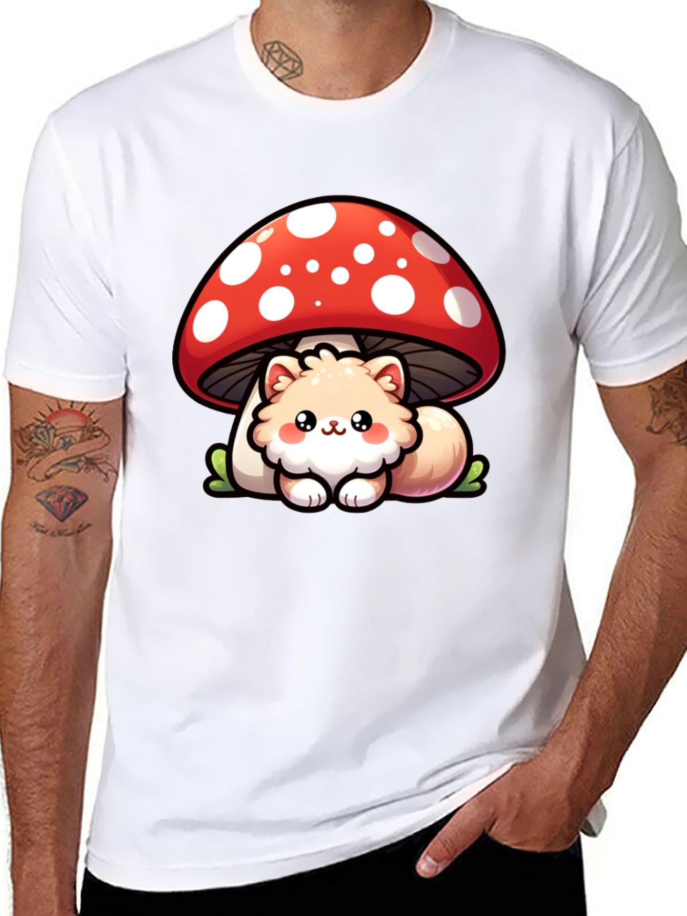 Cute Mushroom Cat T-Shirt - Fun Graphic Tee