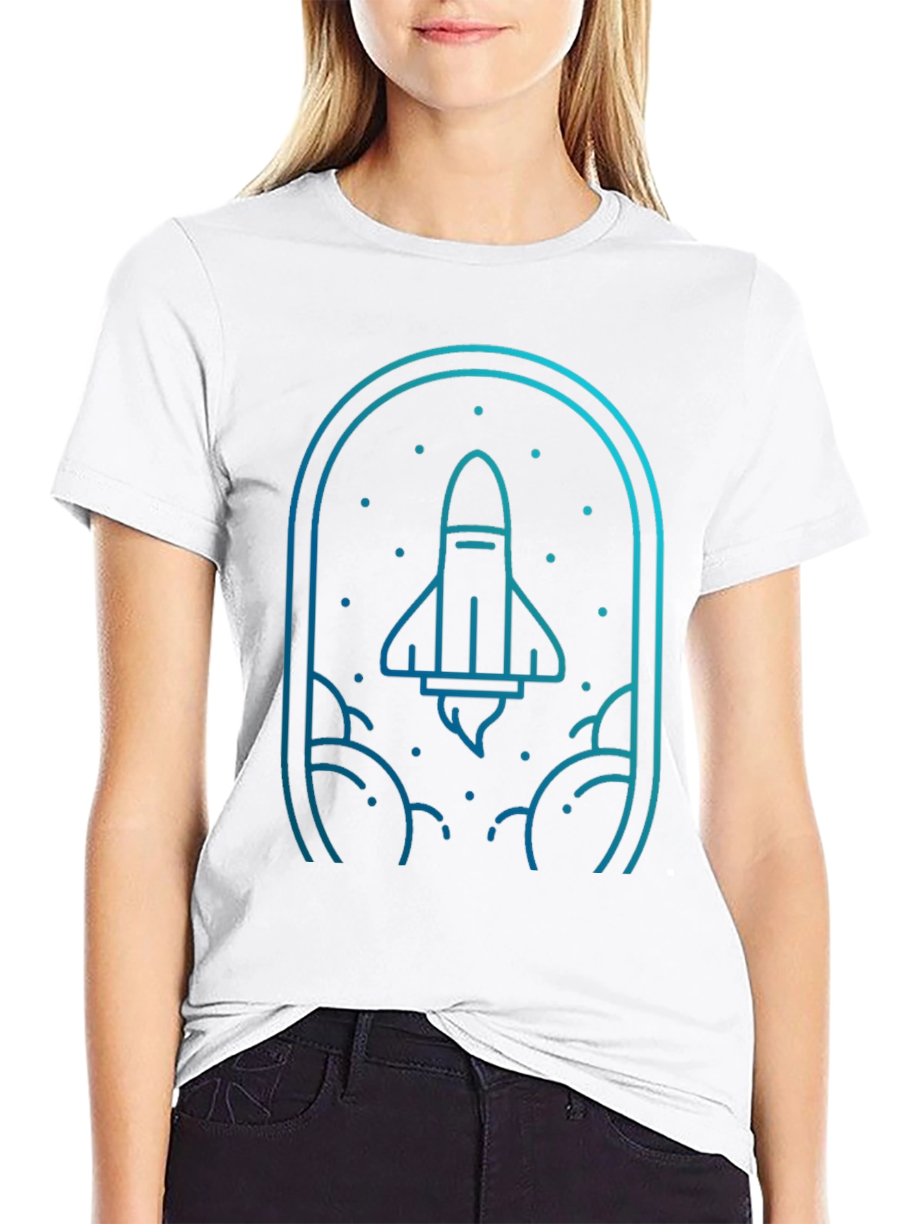 Rocket Launch Graphic Tee - Black Cotton Blend T-Shirt