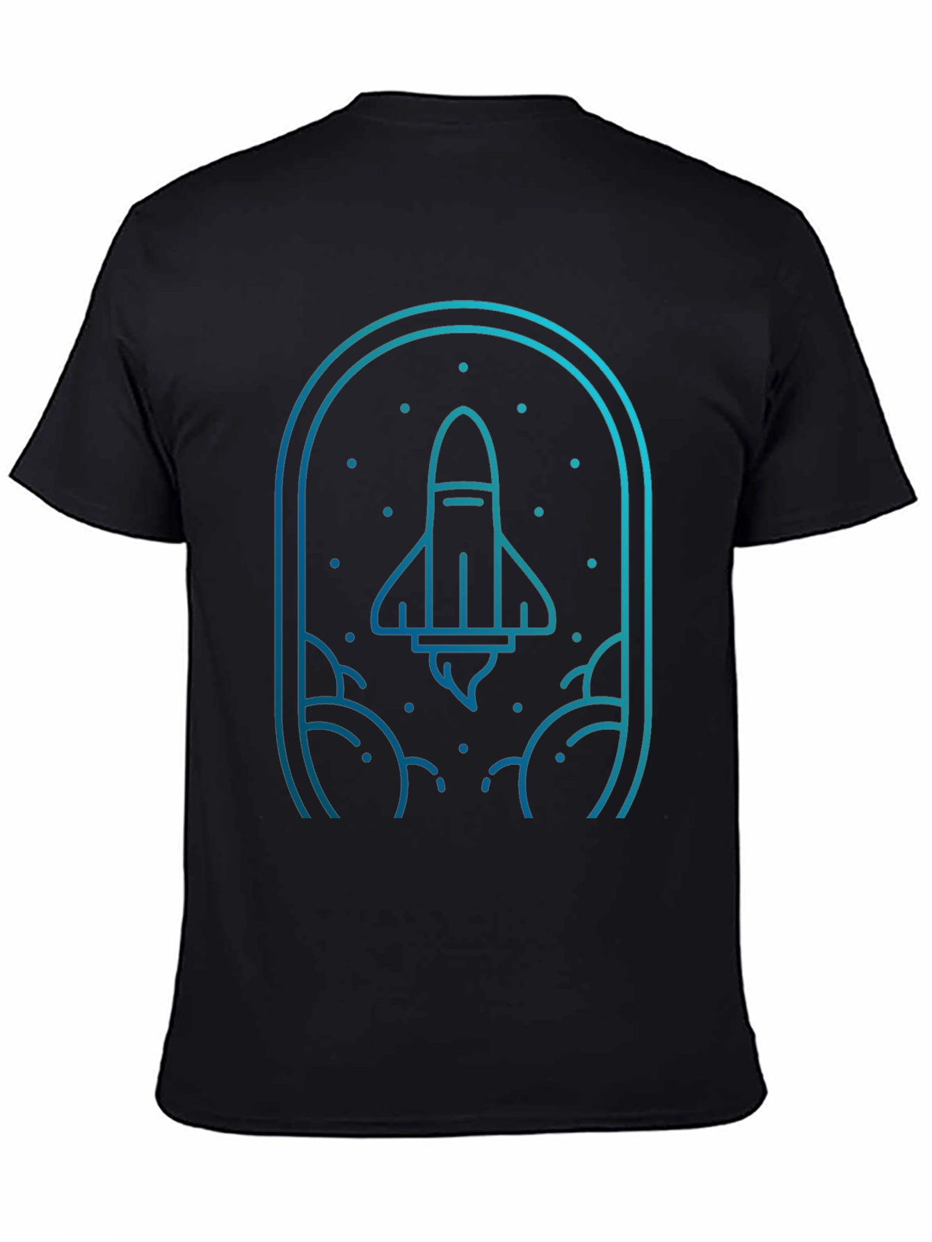 Rocket Launch Graphic Tee - Black Cotton Blend T-Shirt