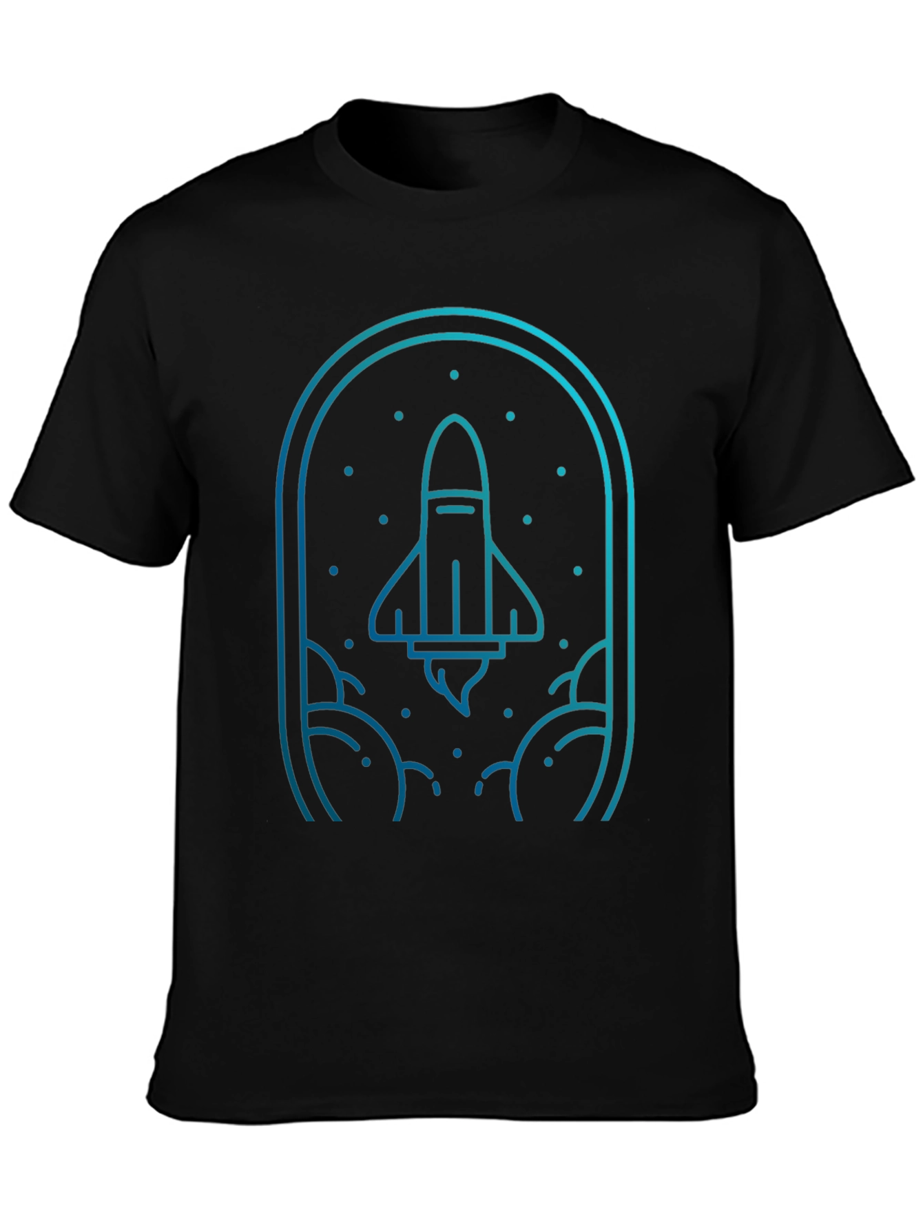 Rocket Launch Graphic Tee - Black Cotton Blend T-Shirt