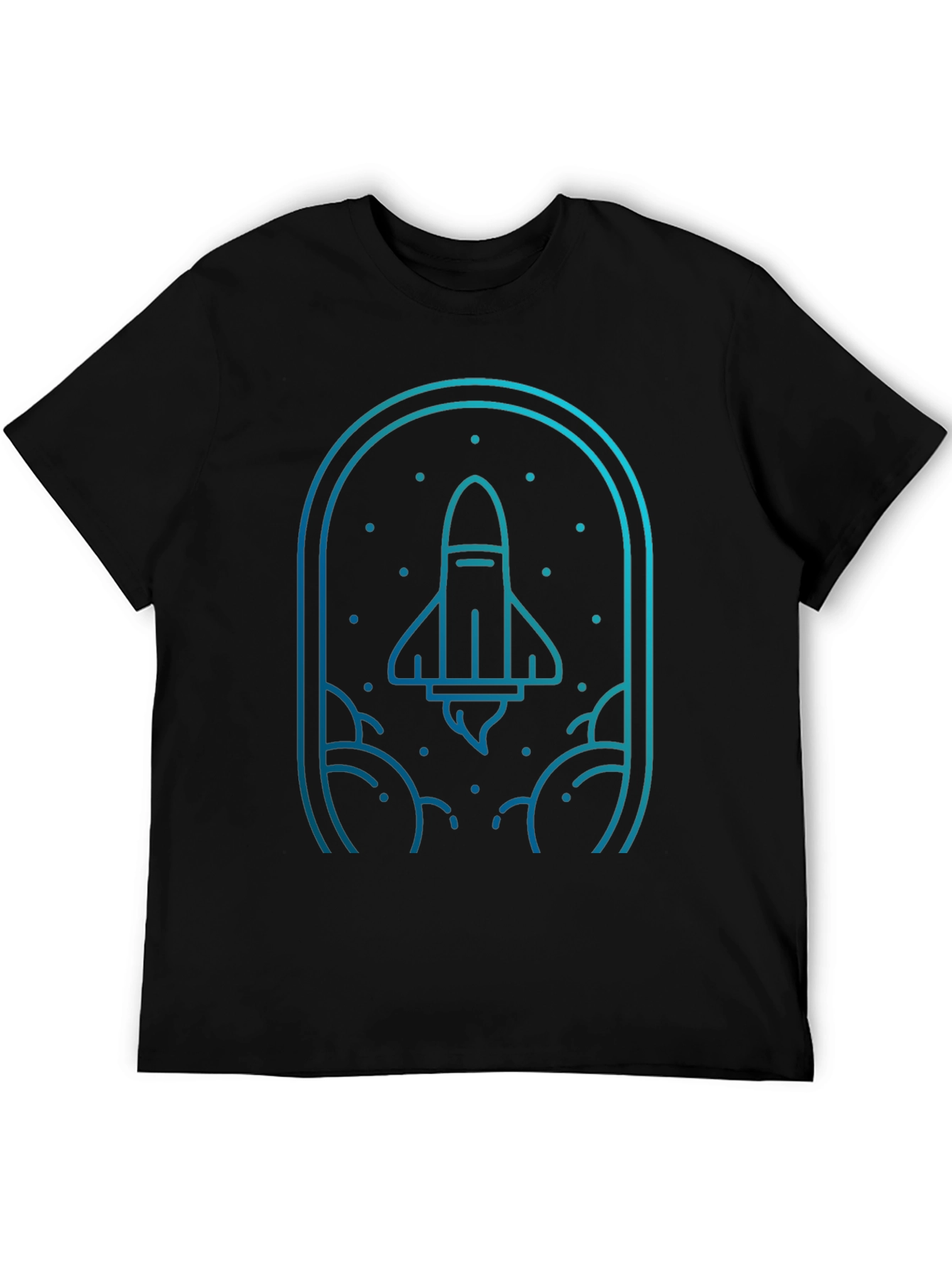 Rocket Launch Graphic Tee - Black Cotton Blend T-Shirt
