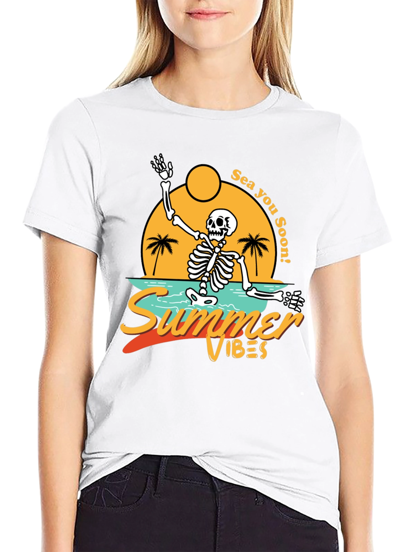 Summer Vibes Skeleton Tee