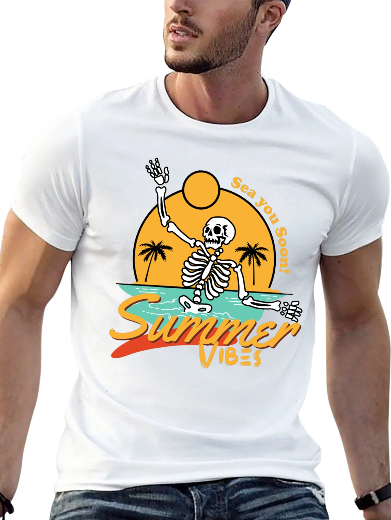 Summer Vibes Skeleton Tee