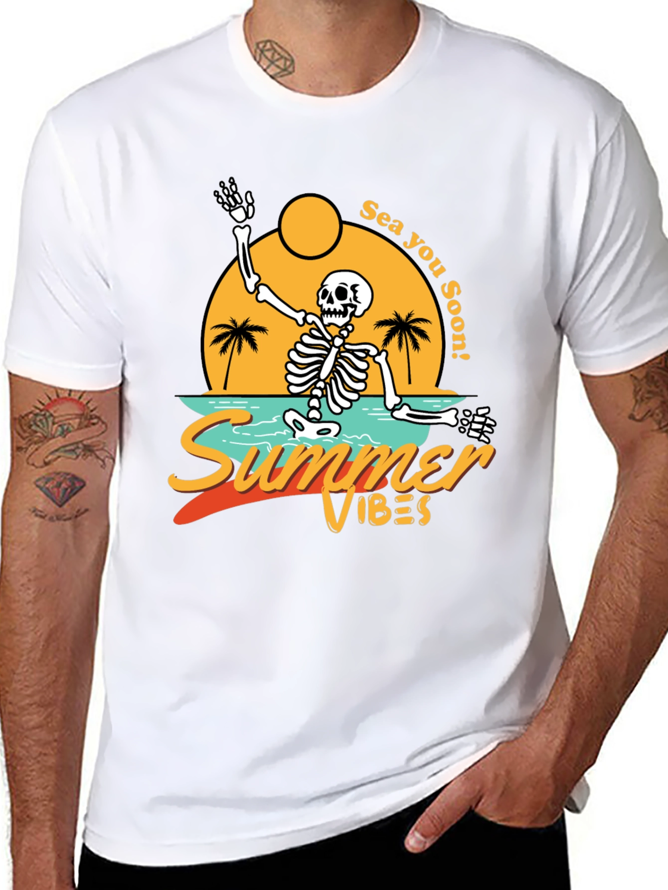 Summer Vibes Skeleton Tee