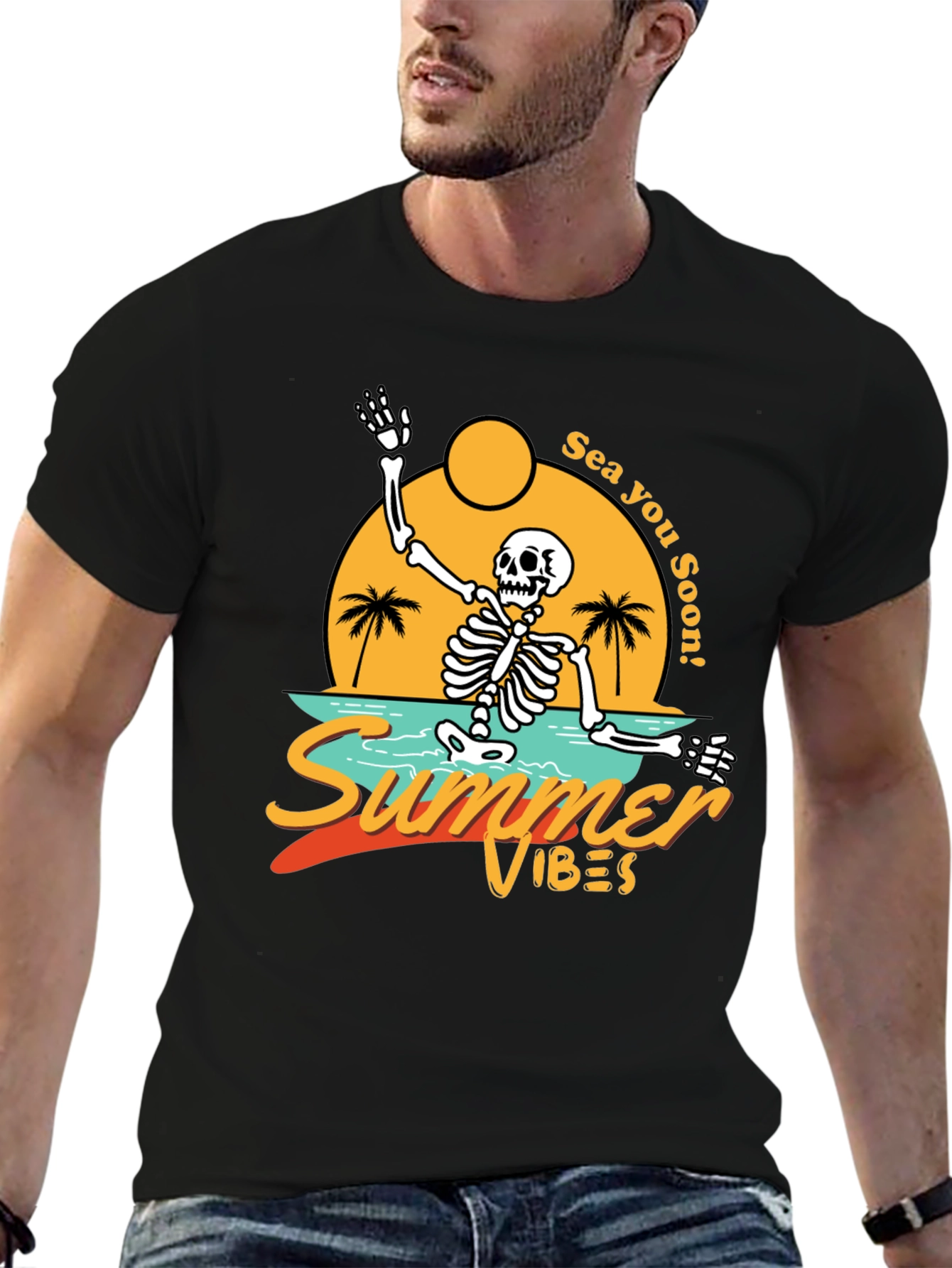 Summer Vibes Skeleton Tee