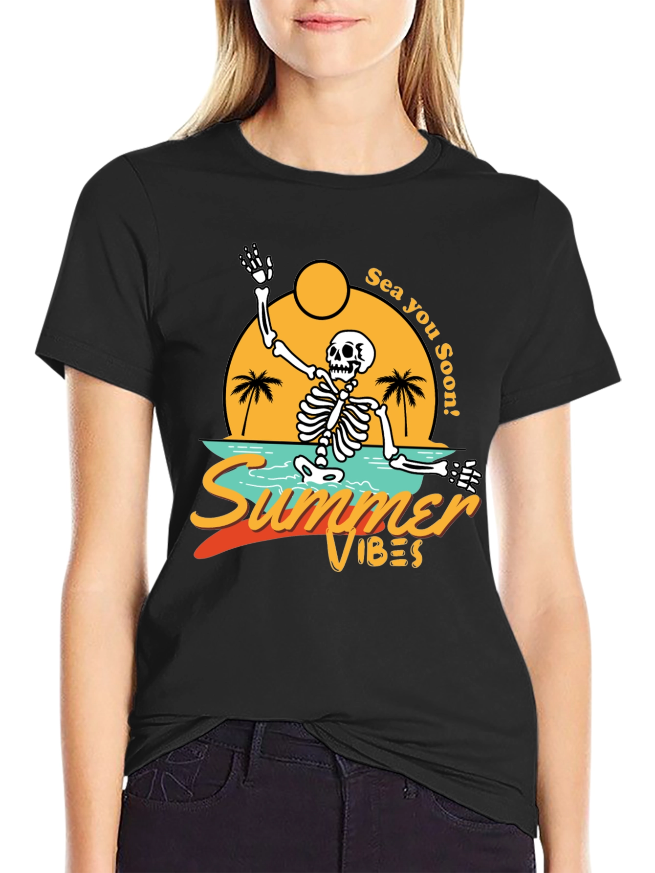 Summer Vibes Skeleton Tee
