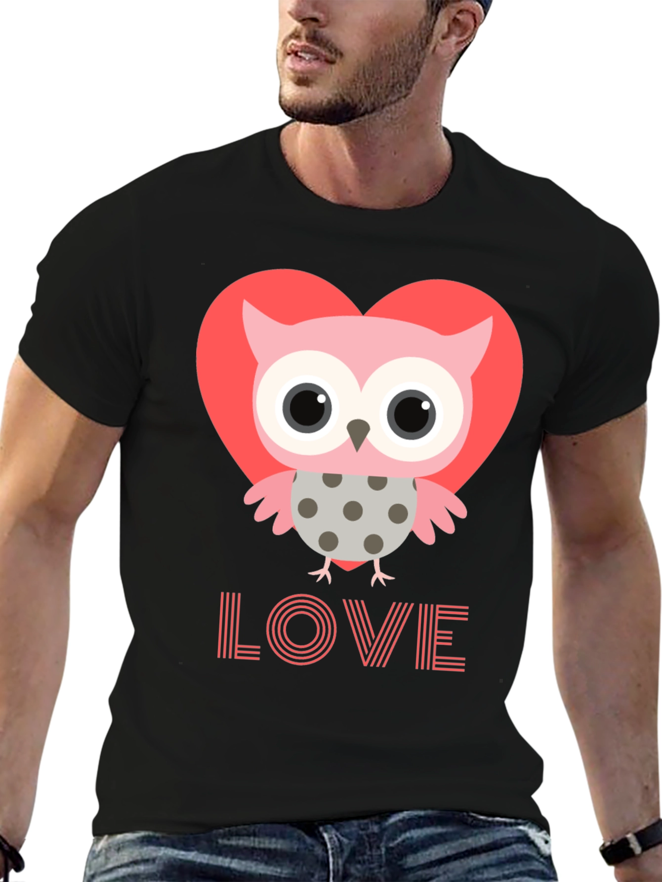 Owl Love Graphic Tee - Mens Black T-Shirt
