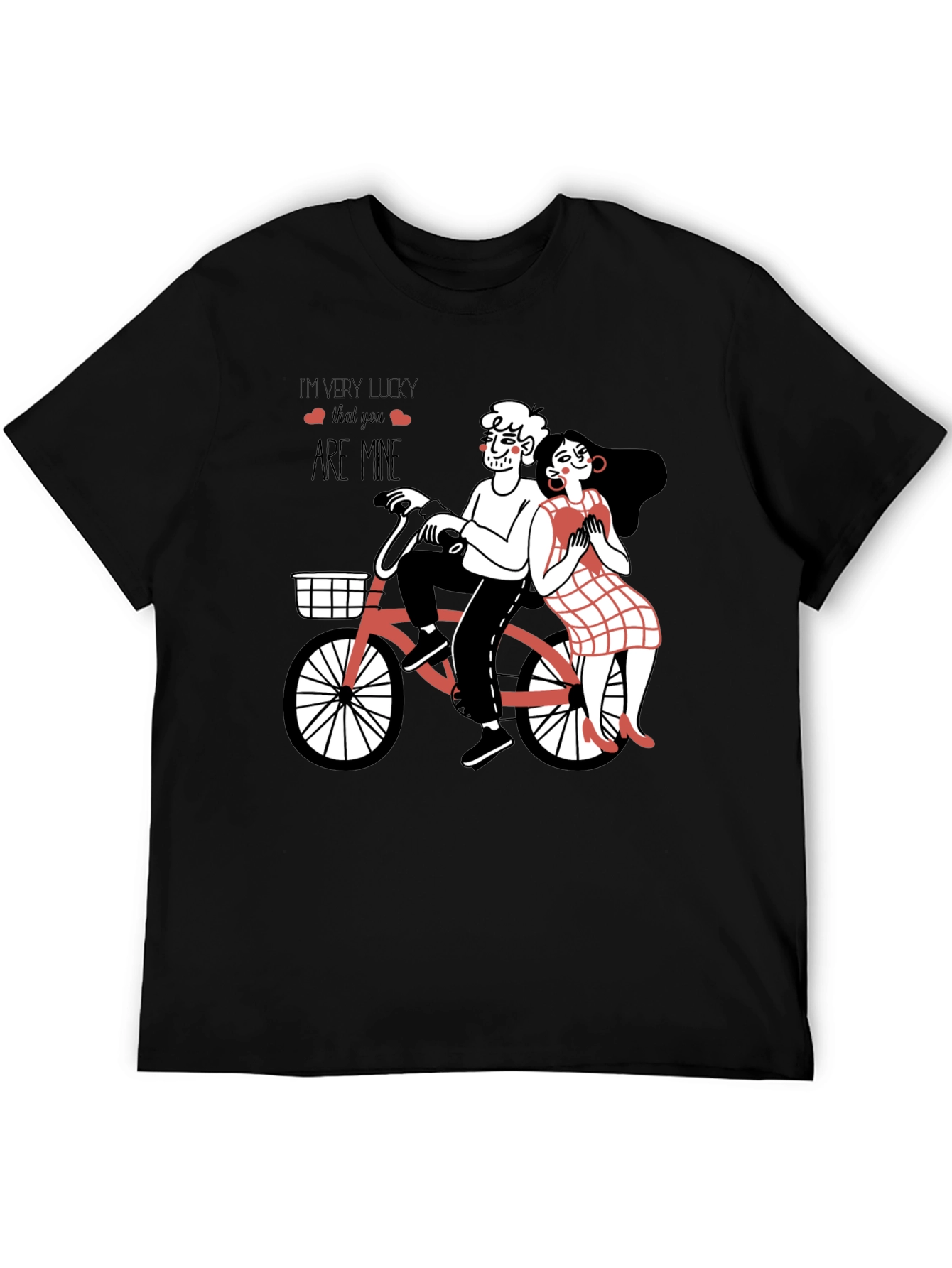 Lucky In Love Graphic Tee - Romantic Bicycle Design