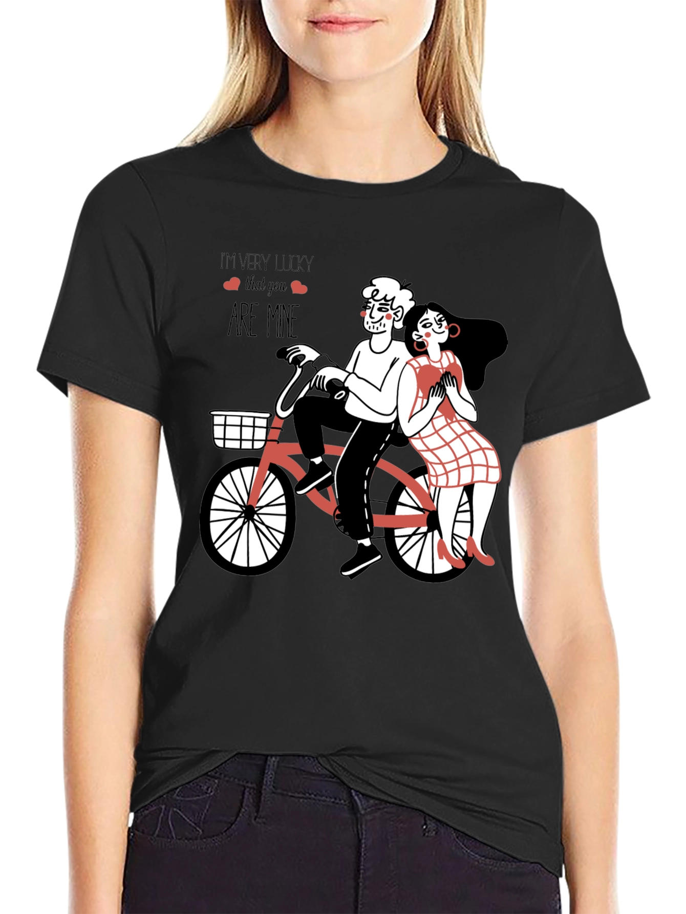 Lucky In Love Graphic Tee - Romantic Bicycle Design