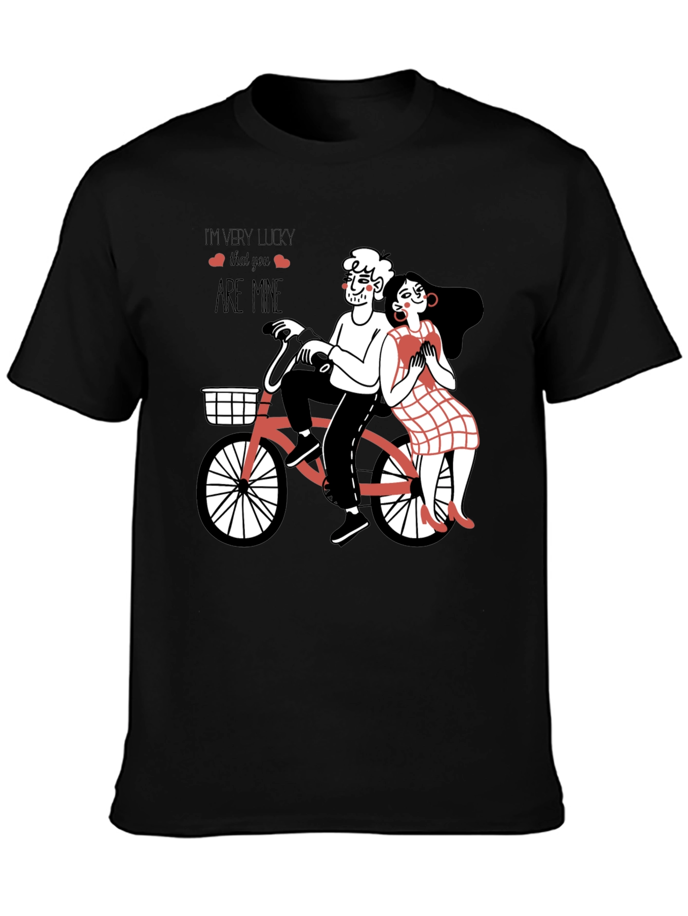 Lucky In Love Graphic Tee - Romantic Bicycle Design
