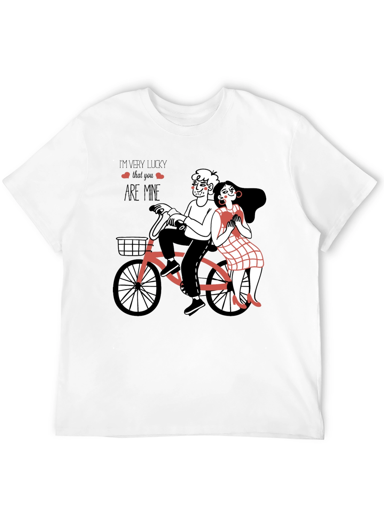 Lucky In Love Graphic Tee - Romantic Bicycle Design