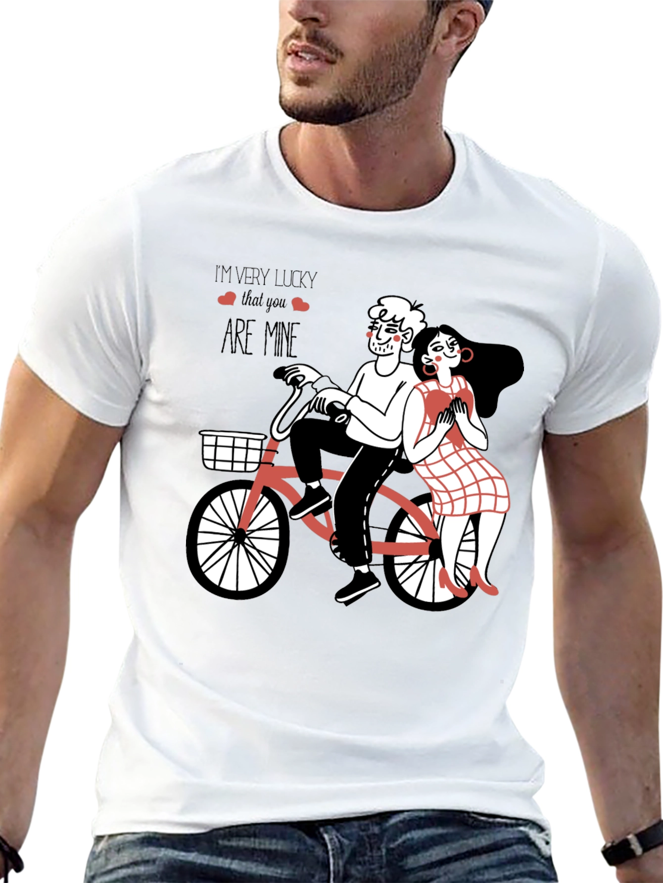 Lucky In Love Graphic Tee - Romantic Bicycle Design