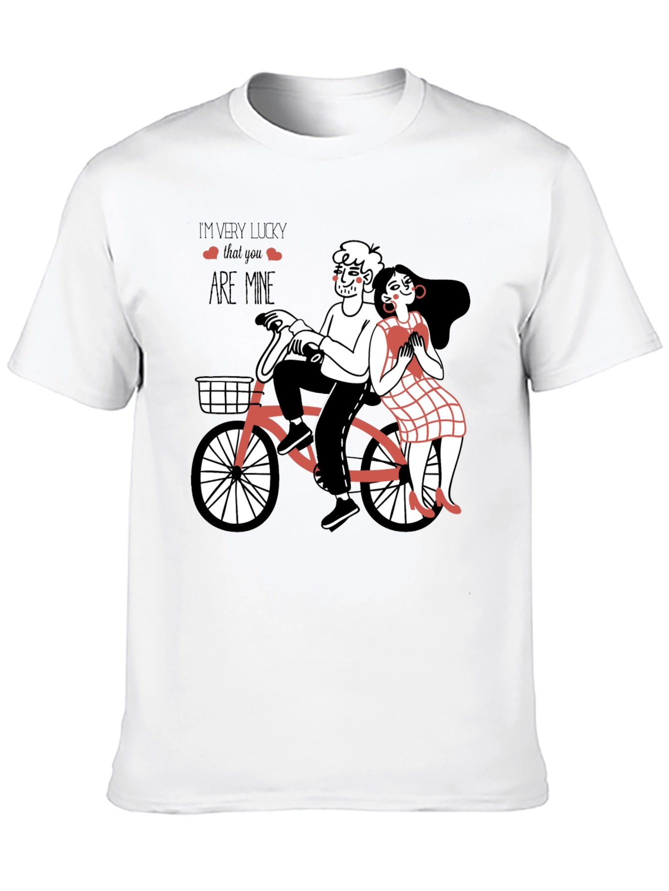 Lucky In Love Graphic Tee - Romantic Bicycle Design