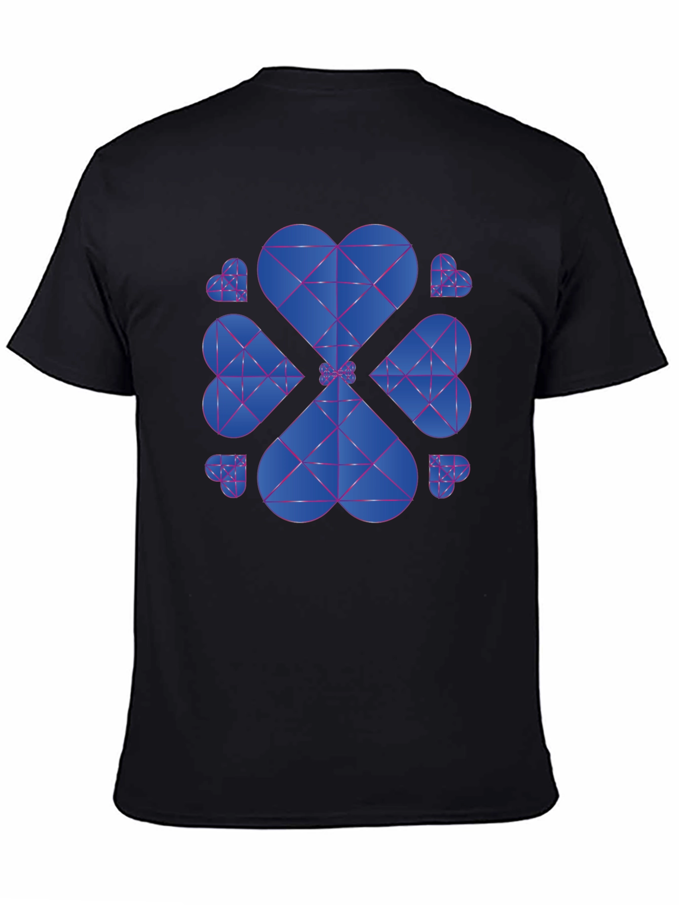 Geometric Heart Clover T-Shirt - Black