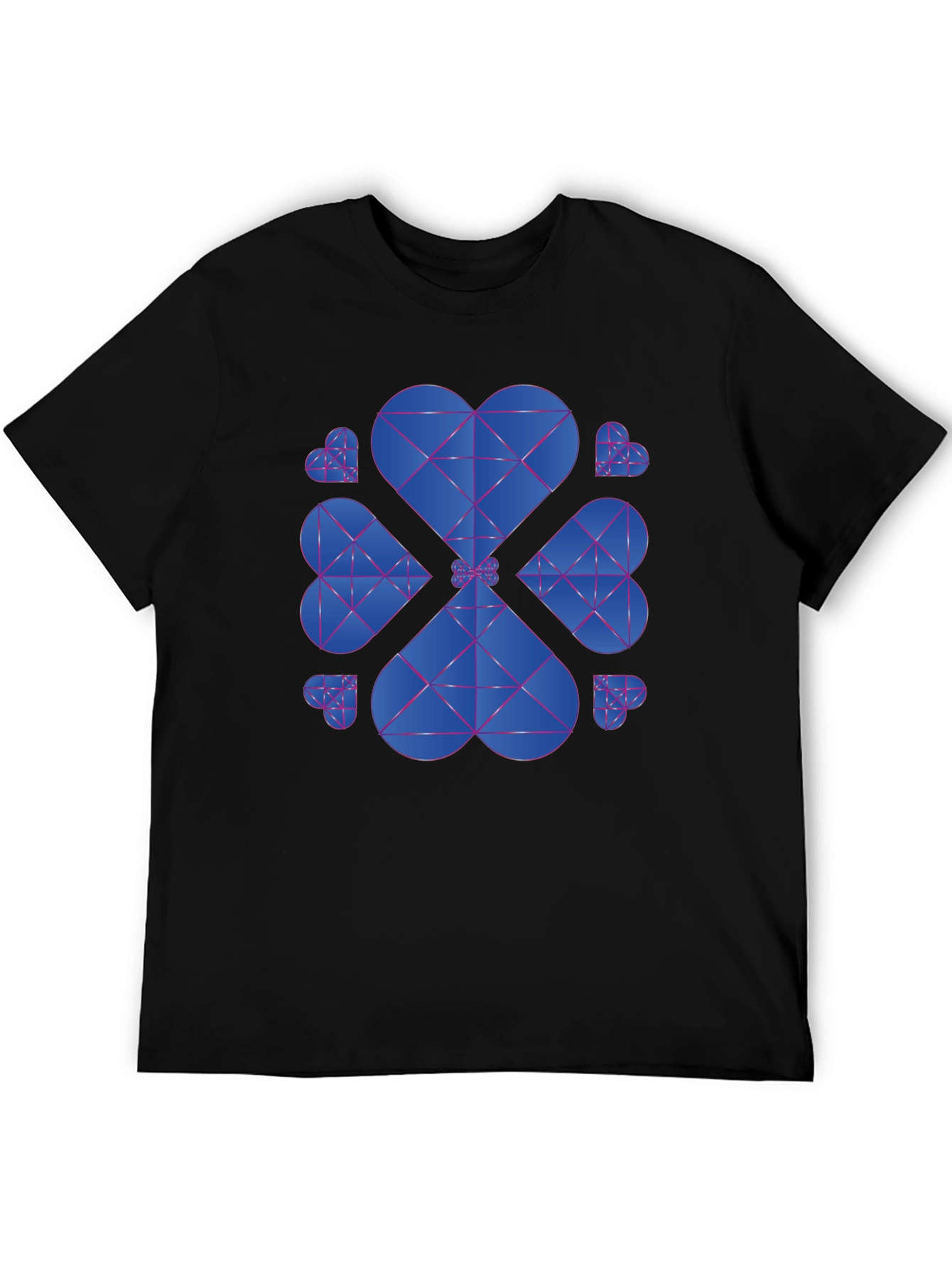 Geometric Heart Clover T-Shirt - Black