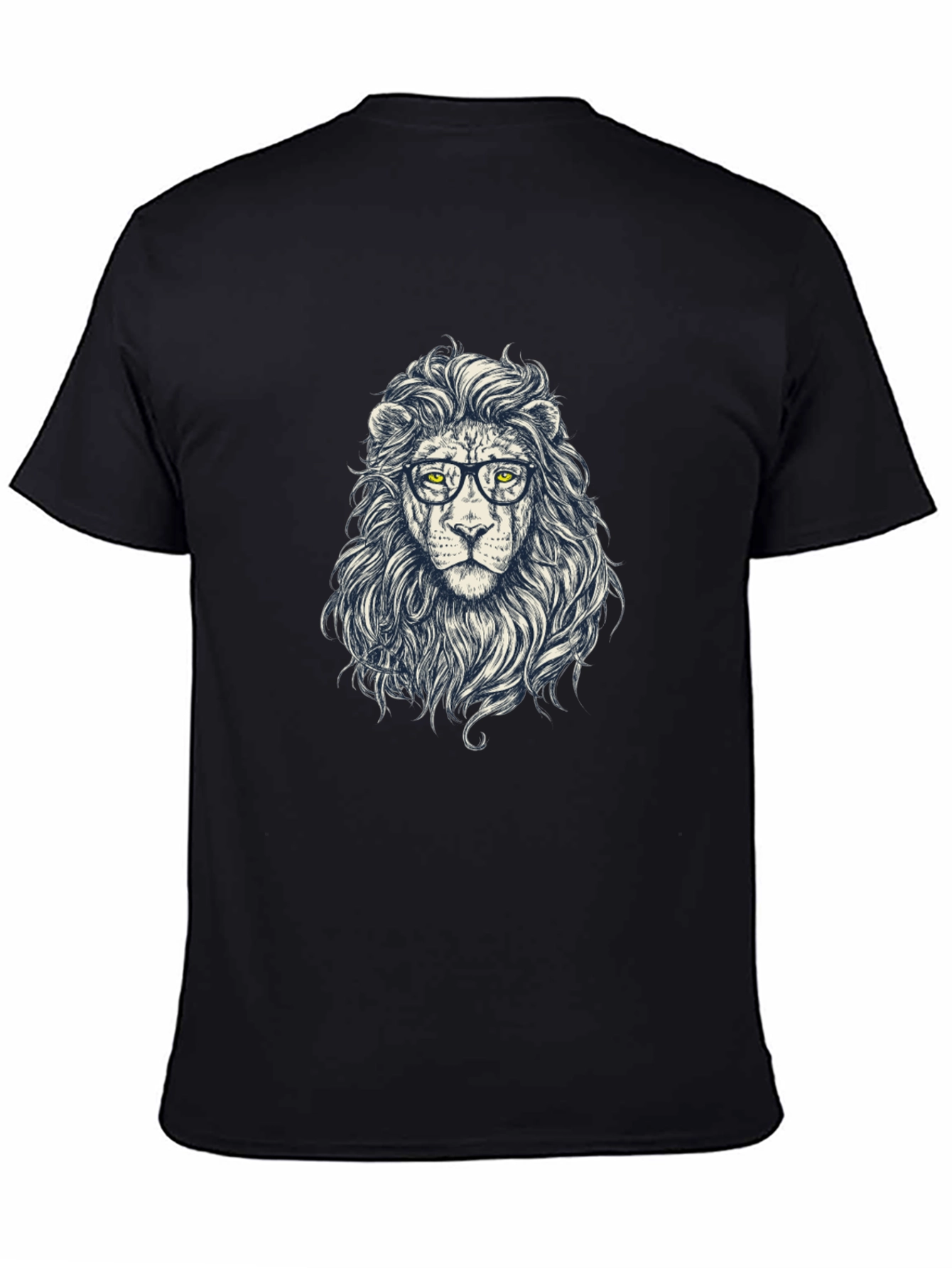 Lion with Glasses Graphic Tee - Black