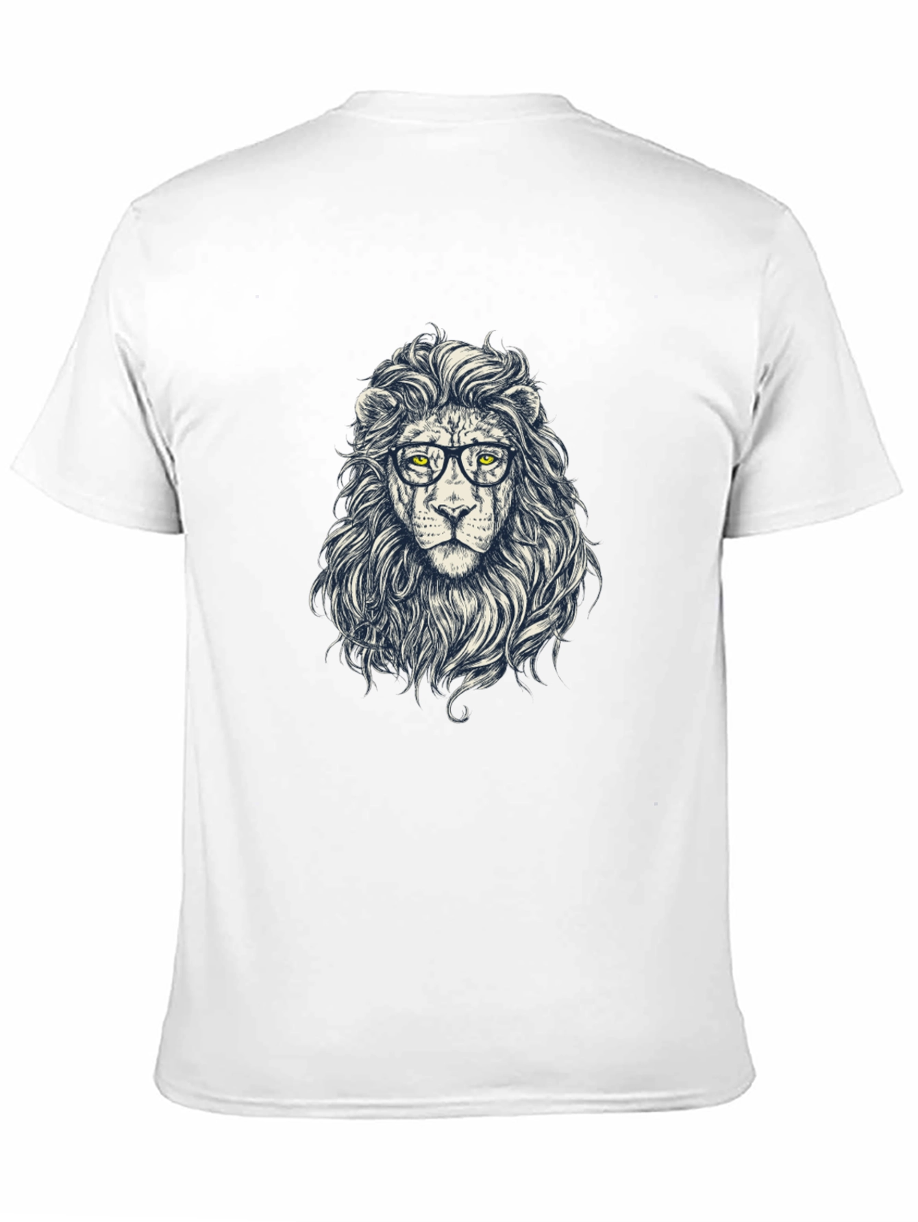 Lion with Glasses Graphic Tee - Black