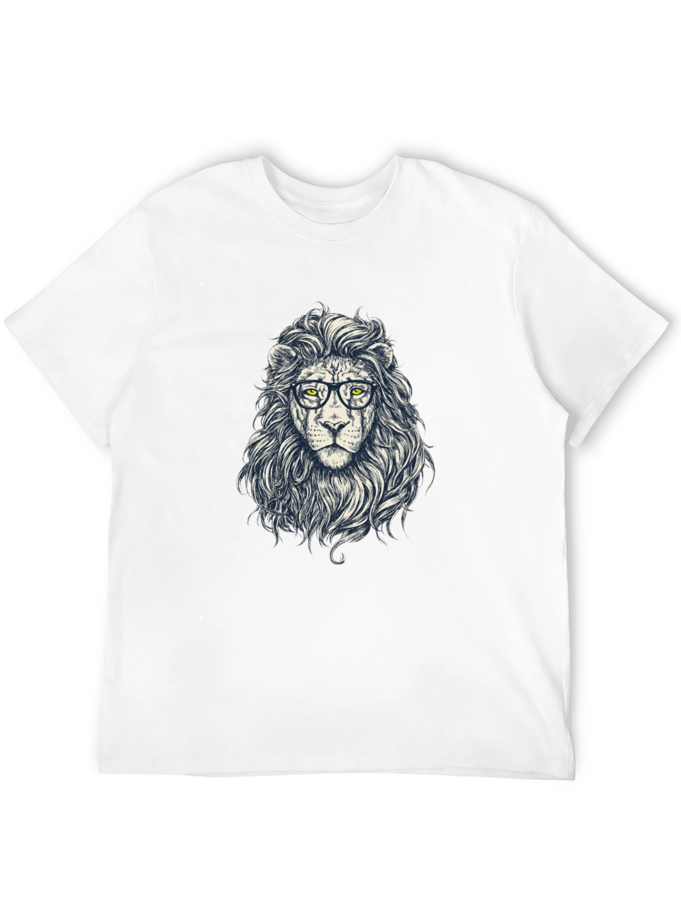 Lion with Glasses Graphic Tee - Black